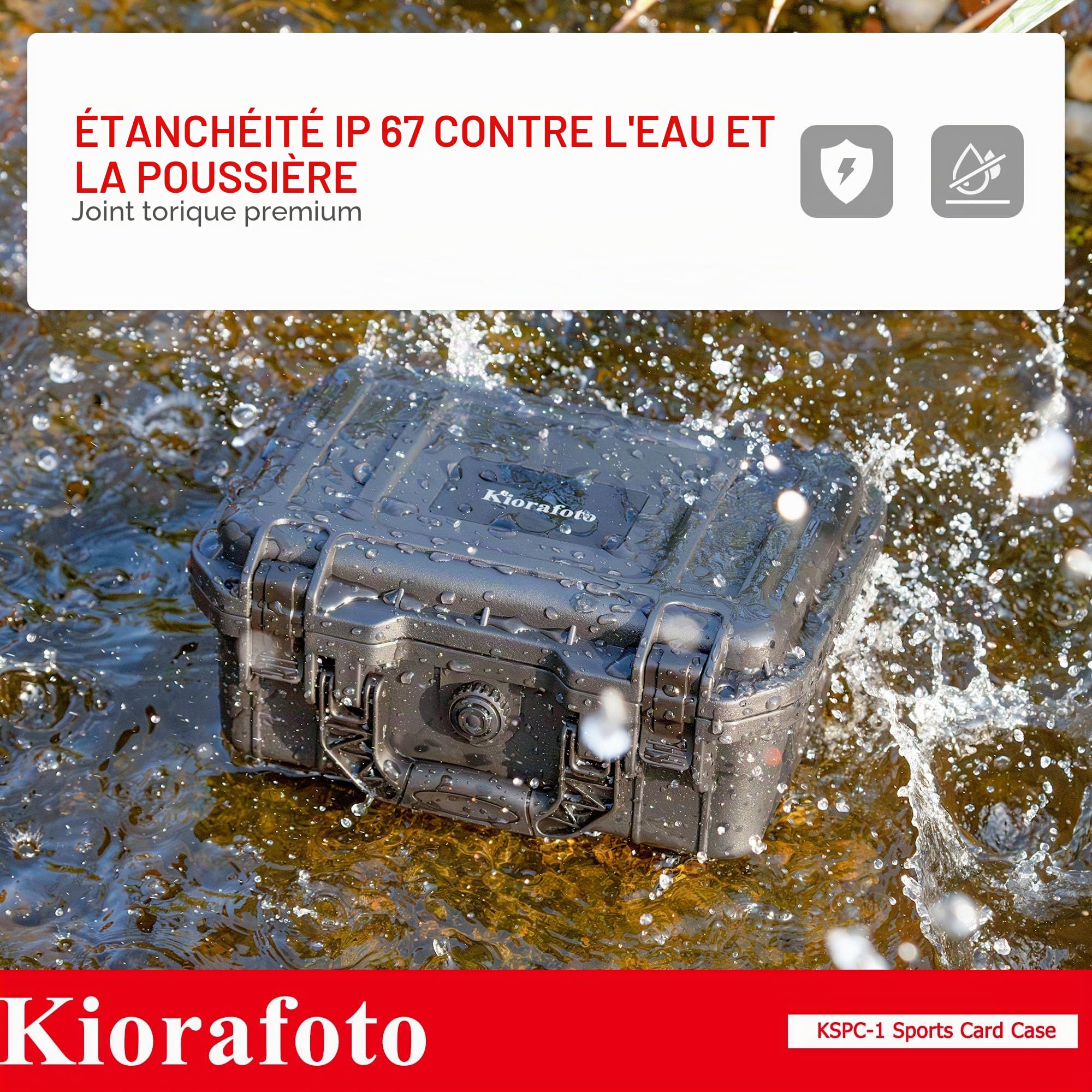 Kiorafoto Boîte de Cartes Gradées, IP67 Boîtier de Carte de Transaction Étanche, Compatible avec 100 + 3 "x 4" 35pt Toploader ou 15 + 180pt One Touch Boîtier de Carte Magnétique avec des Étiquettes