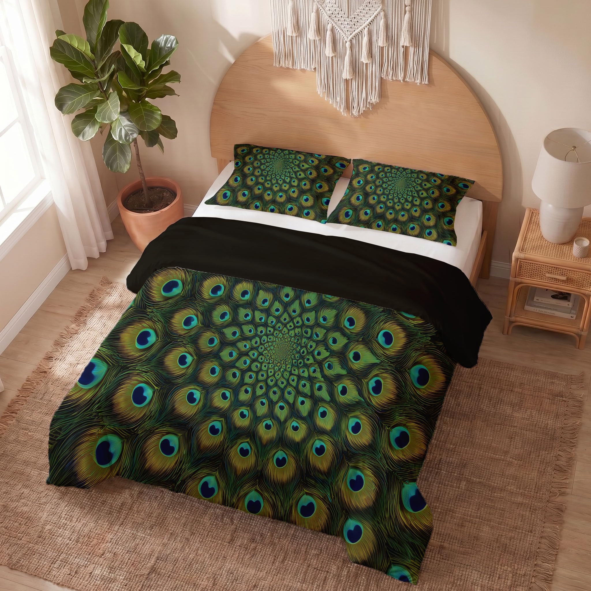 Housse de couette 200x200 infroissable mandala vert pour en finir avec le repassage du lit