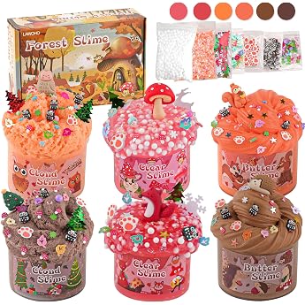 LAWOHO Pack of 6 Autumn Slime Set Includes Fluffy Cloud Slime Clear Slime & Butter Slime Children's Birthday Halloween Party Bag Slime Set Girls and Boys