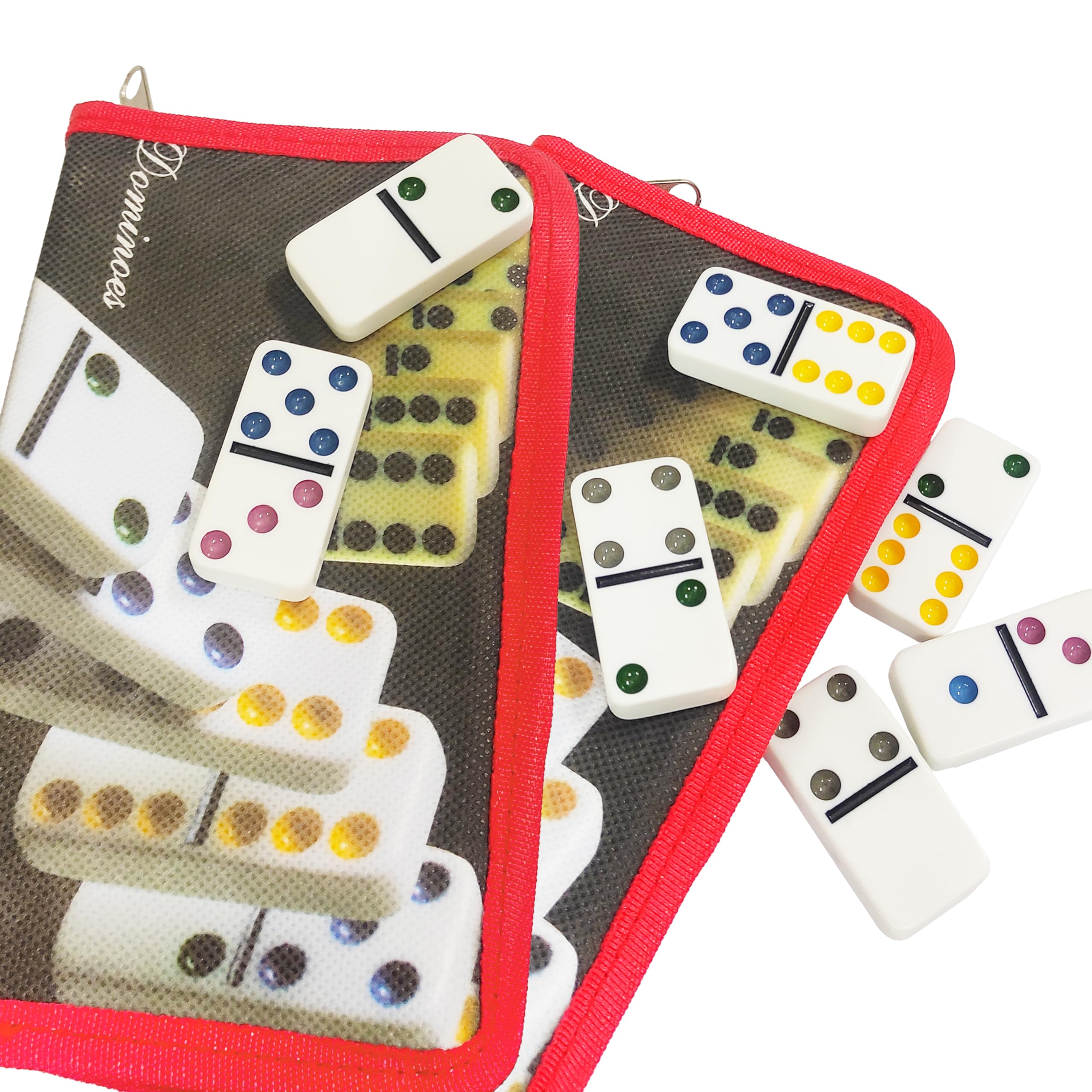 VGRASSP 28 Pcs Double Six Color Dot Domino Set Toy for Kids with