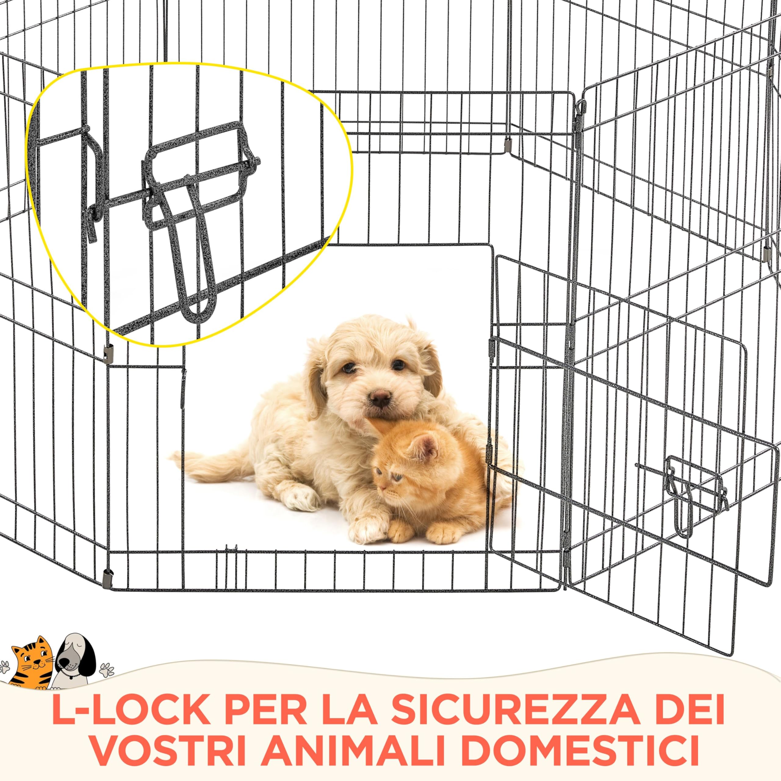Yaheetech Parc pour Chien 8 Panneaux Cage pour Chiens Enclos Pliant Clôture Grille Chenil pour Chien en Métal Extérieur Interieur 61 x 52cm