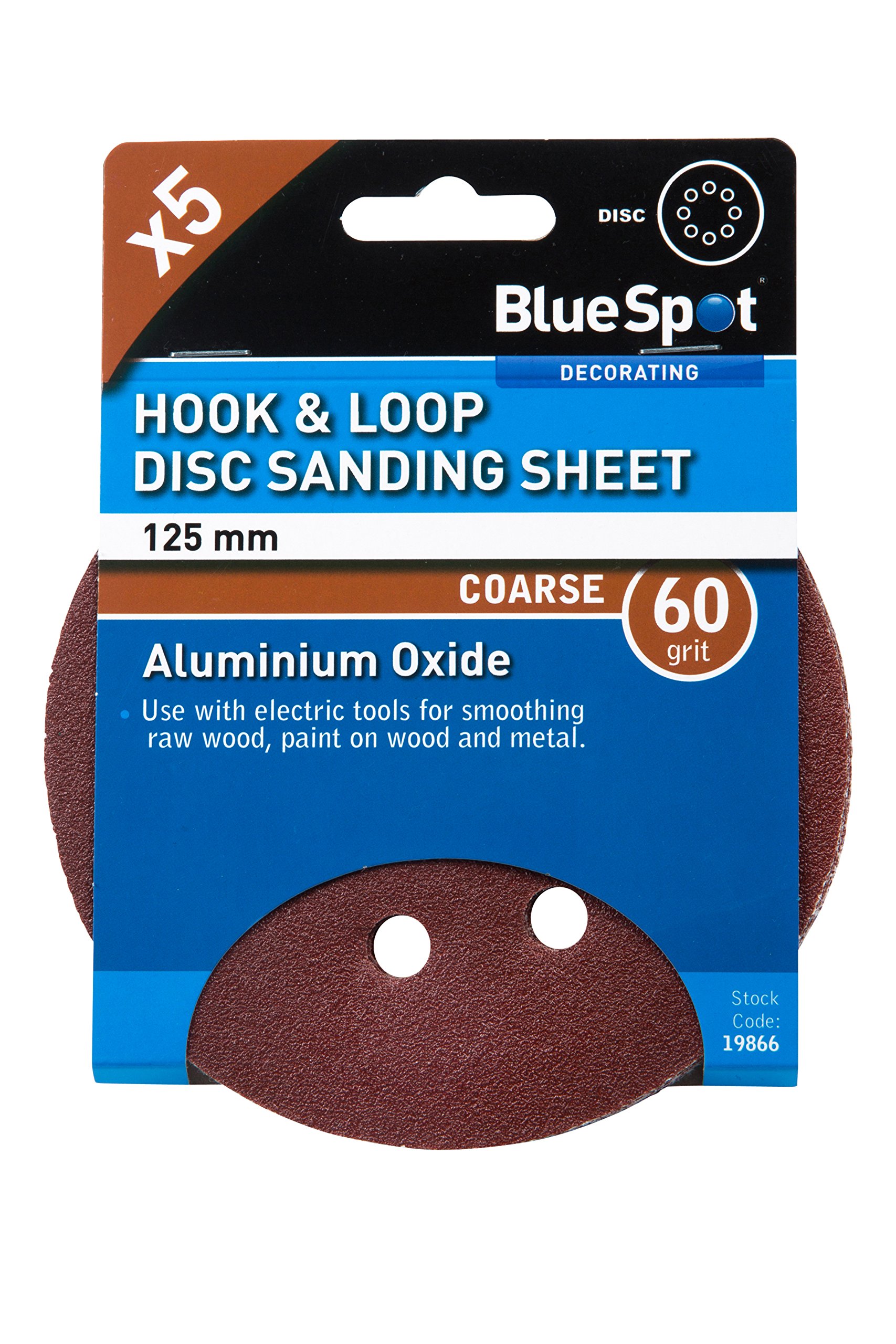 Blue Spot Tools 19866 60 Grit Sanding Disc, Brown, Hook