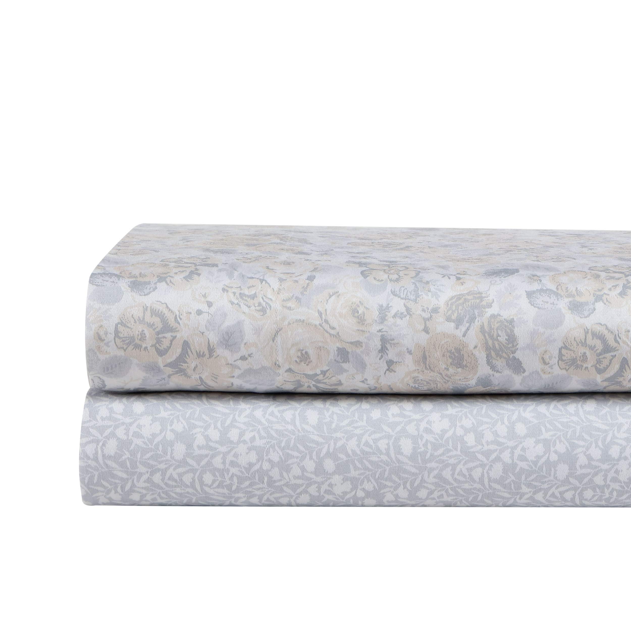 Laura Ashley Bettwäsche Queen Set – 100 % Baumwollsatin, 300 Fadenzahl, 4-teilig, Lottie Blue