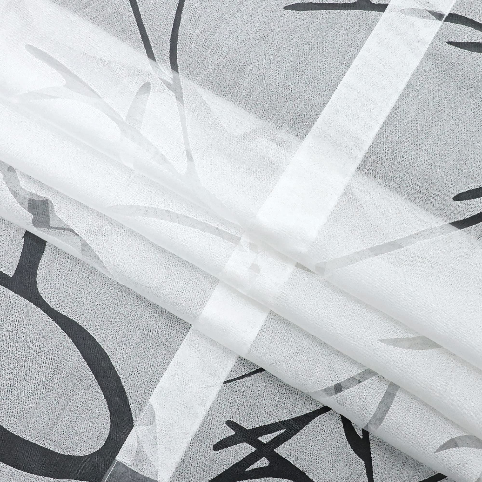 Delien Voile Raffrollo mit Klettband Transparente Ausbrenner Gardine Küche Raffgardine Kurz Rolls Vorhang »Äste« Bändchenrollo Schals Modern Fenster Gardinen BxH 140x140cm,Weiß
