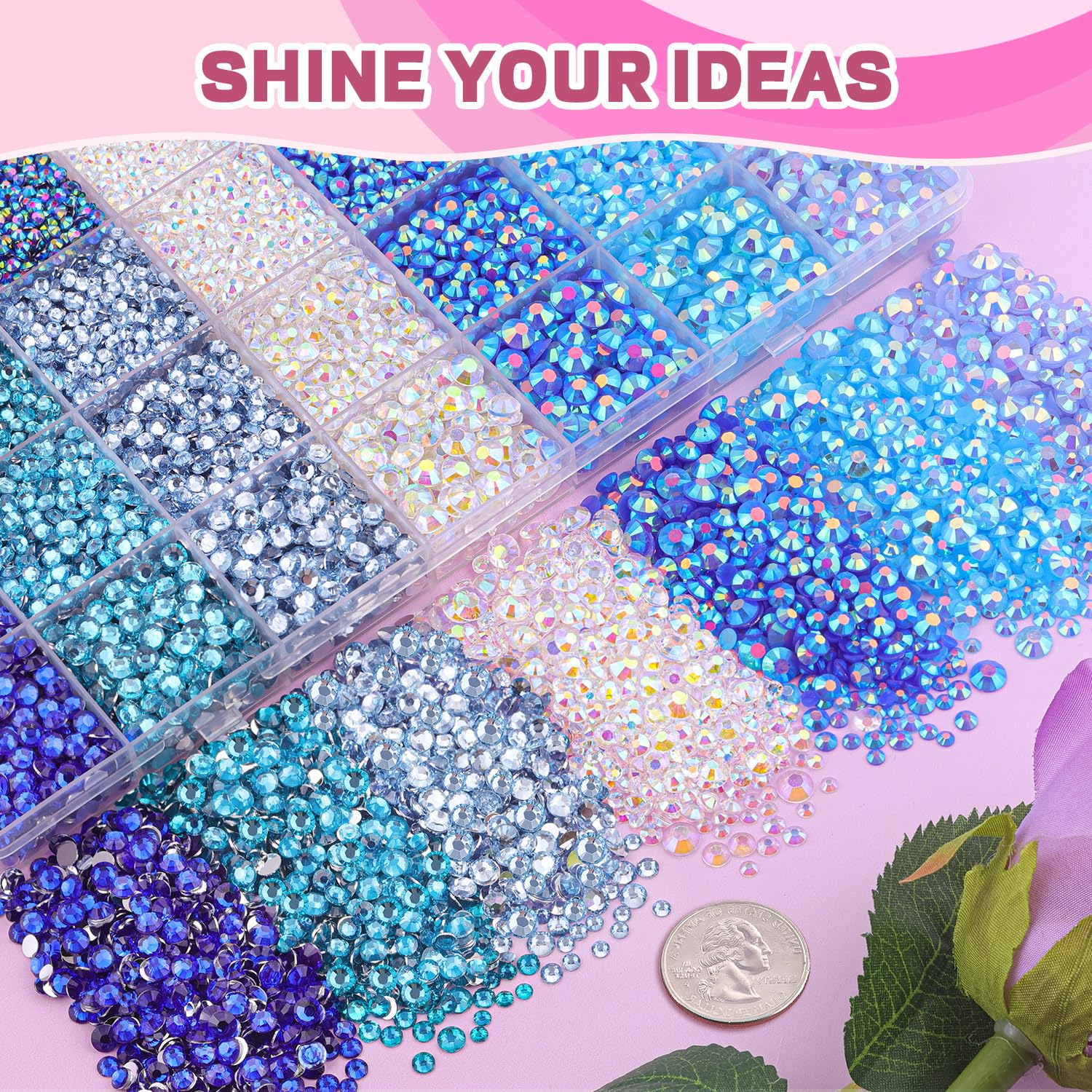 20000Pcs Blue Rhinestones for Bedazzling with B7000 Jewelry Glue, Resin Rhinestones for Crafting Crafts DIY, Bedazzler Kit Gems for Clothing Shoes Tumblers Fabric Nail Art Assorted Size 3/4/5/6mm — view 7