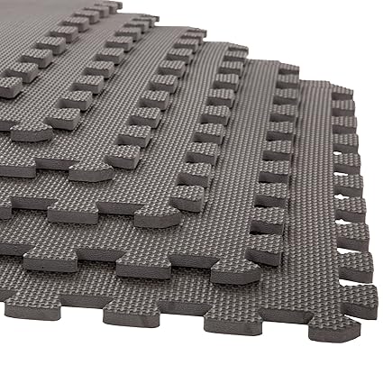 Stalwart 6 Pack Interlocking EVA Foam Floor Mats Black 24x24x0.375