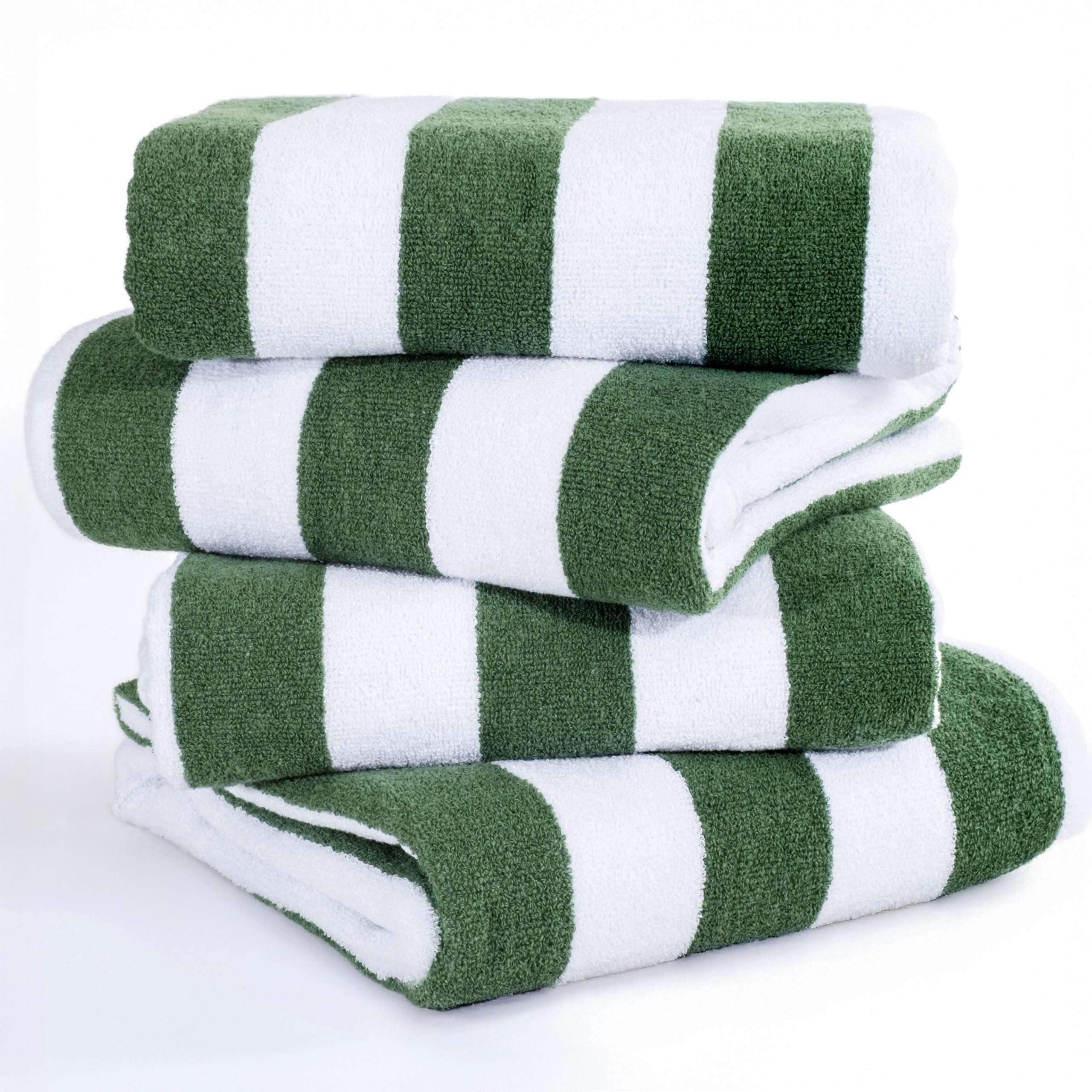 American Soft Linen Cabana Striped Beach Towels, 30x60 inch 4 Piece Oversize Pool Towels, Quick Drying Sand Free Swim Towels, Sage Green โ image 1