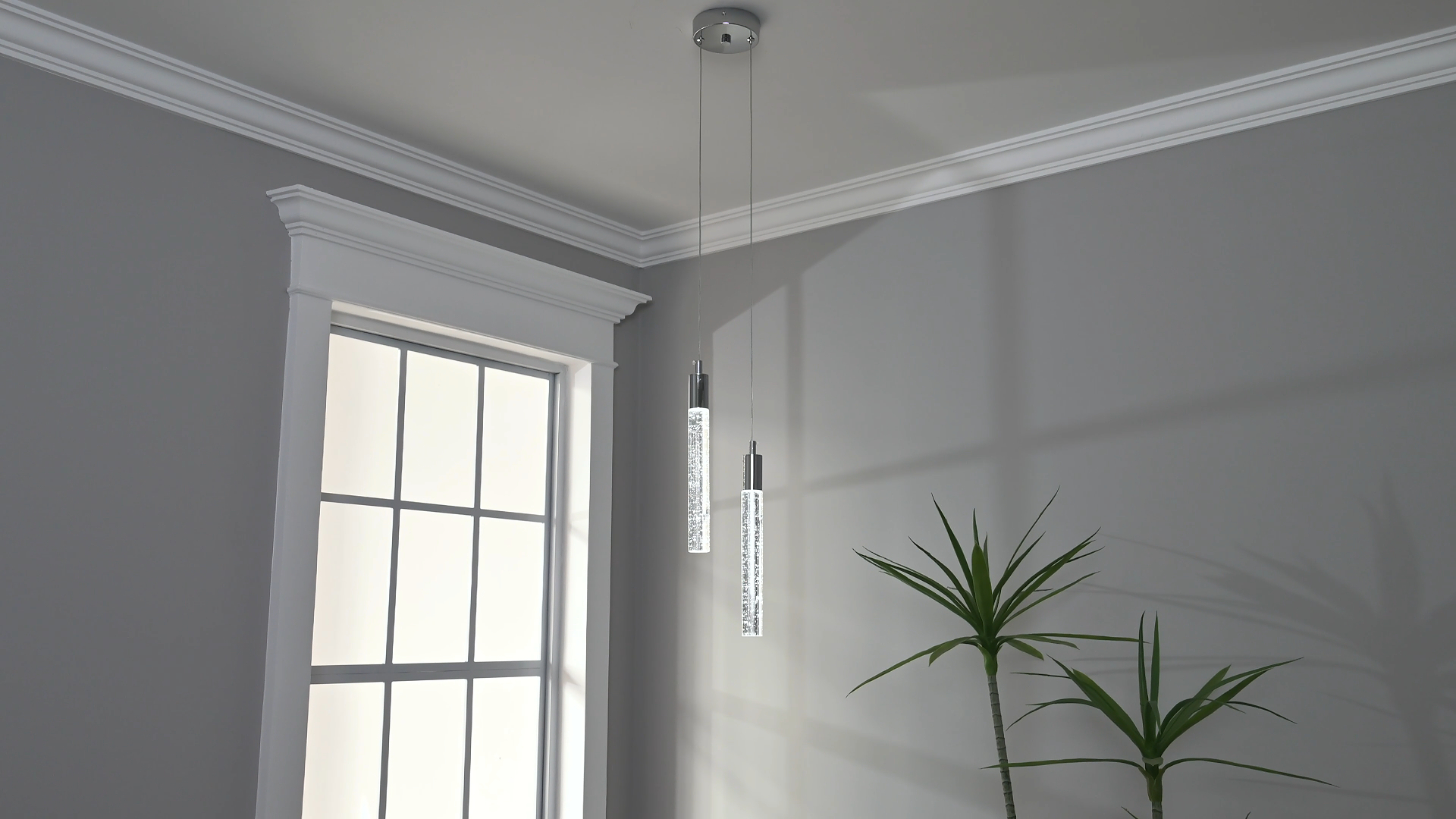 Image of Modern Light Fixture Kitchen Island Pendant Light Dimmable LED Chrome Pendant Lights Mini Crystal Pendant Lighting for Bedroom Dining Room Living Room(2-Light )