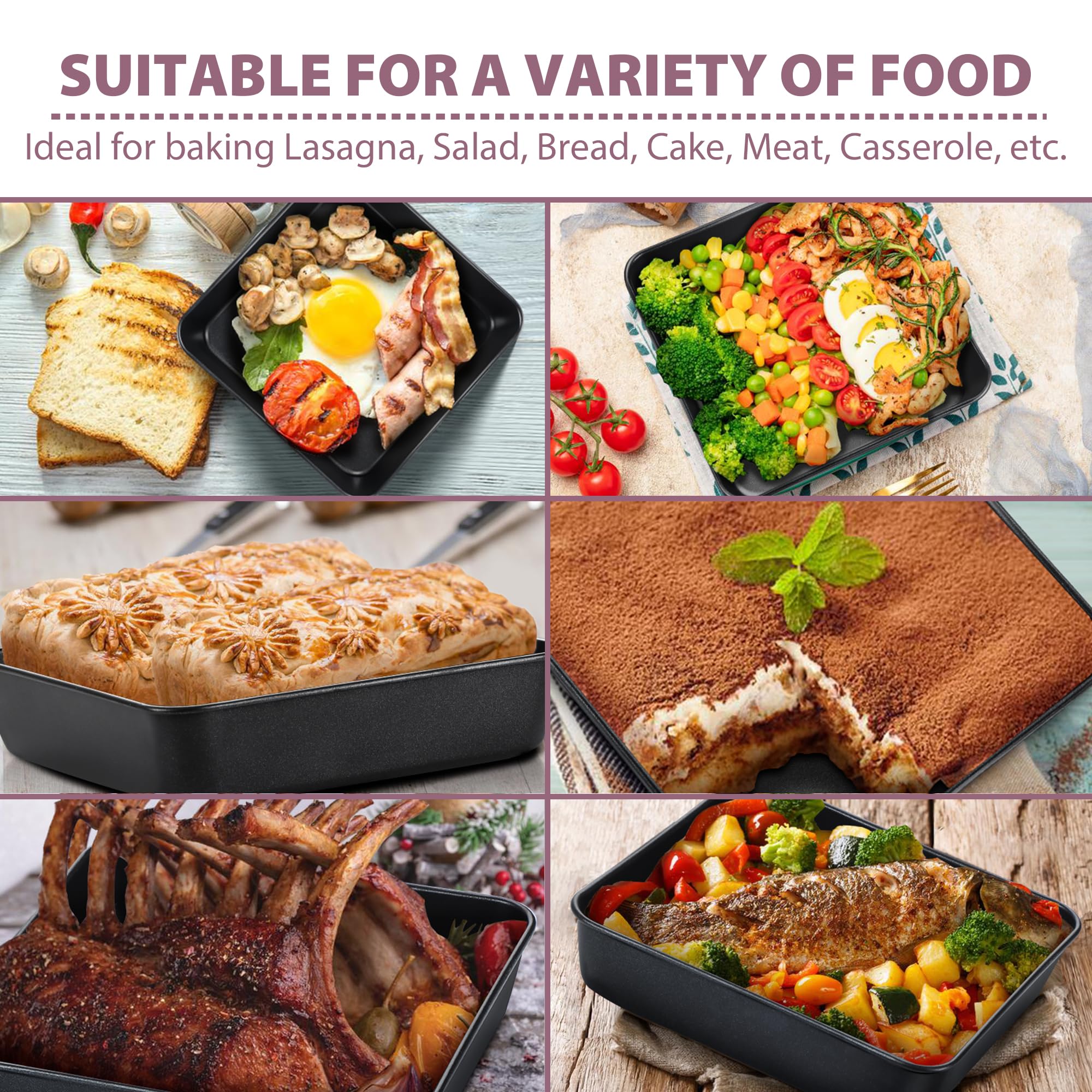 Joyfair Moule à gâteau carré de 20 cm en acier inoxydable avec surface antiadhésive, idéal pour la cuisson et la cuisson du pain, des lasagnes, des brownies, de la viande, facile à démouler et à