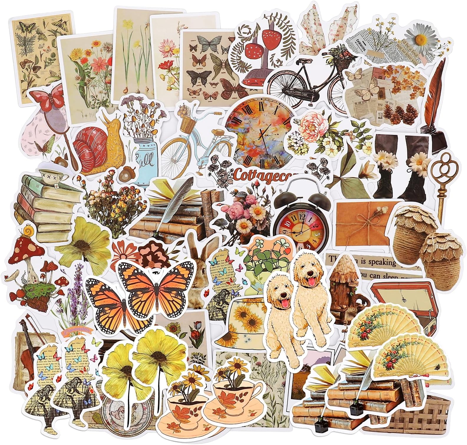 100 pcs Stickers for Journaling & Scrapbooking, Travel and Cute Stickers for Embellishments, Collage, Aesthetic Decoration, Planner, Card Making, Decoupage, Album