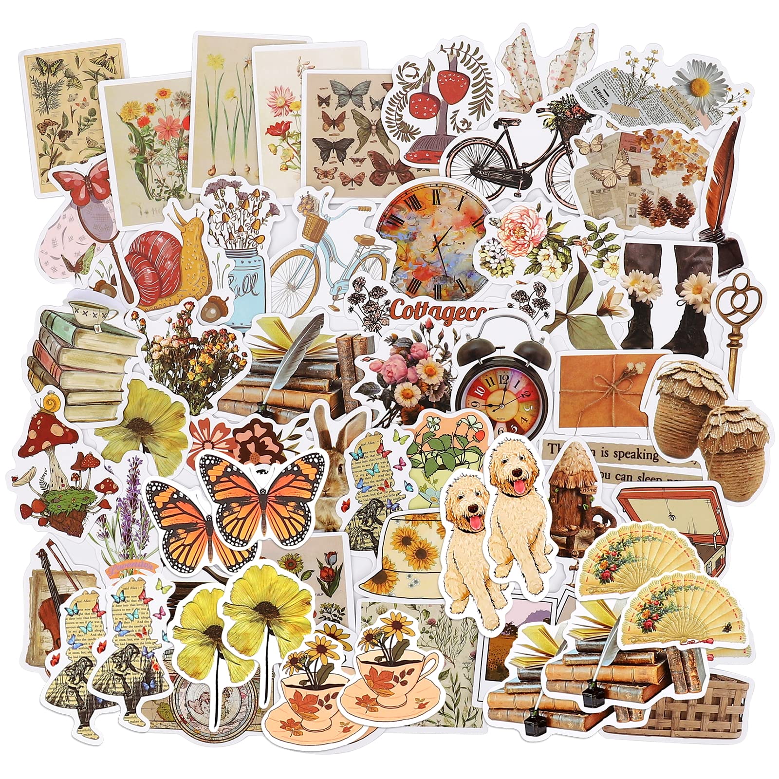100 pcs Stickers for Journaling & Scrapbooking, Travel and Cute Stickers for Embellishments, Collage, Aesthetic Decoration, Planner, Card Making, Decoupage, Album