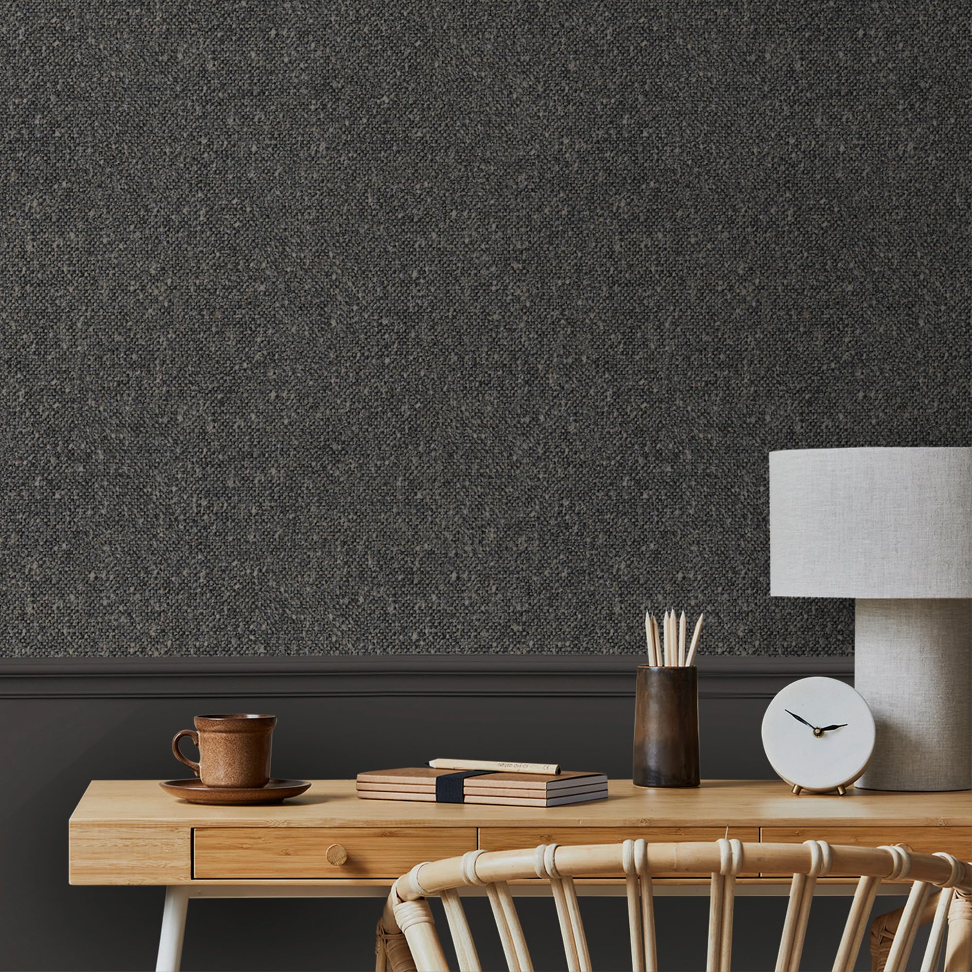 Superfresco Easy Hearthbound Texture Charcoal Wallpaper | Paste the Wall | Black Textured | Eco-Friendly