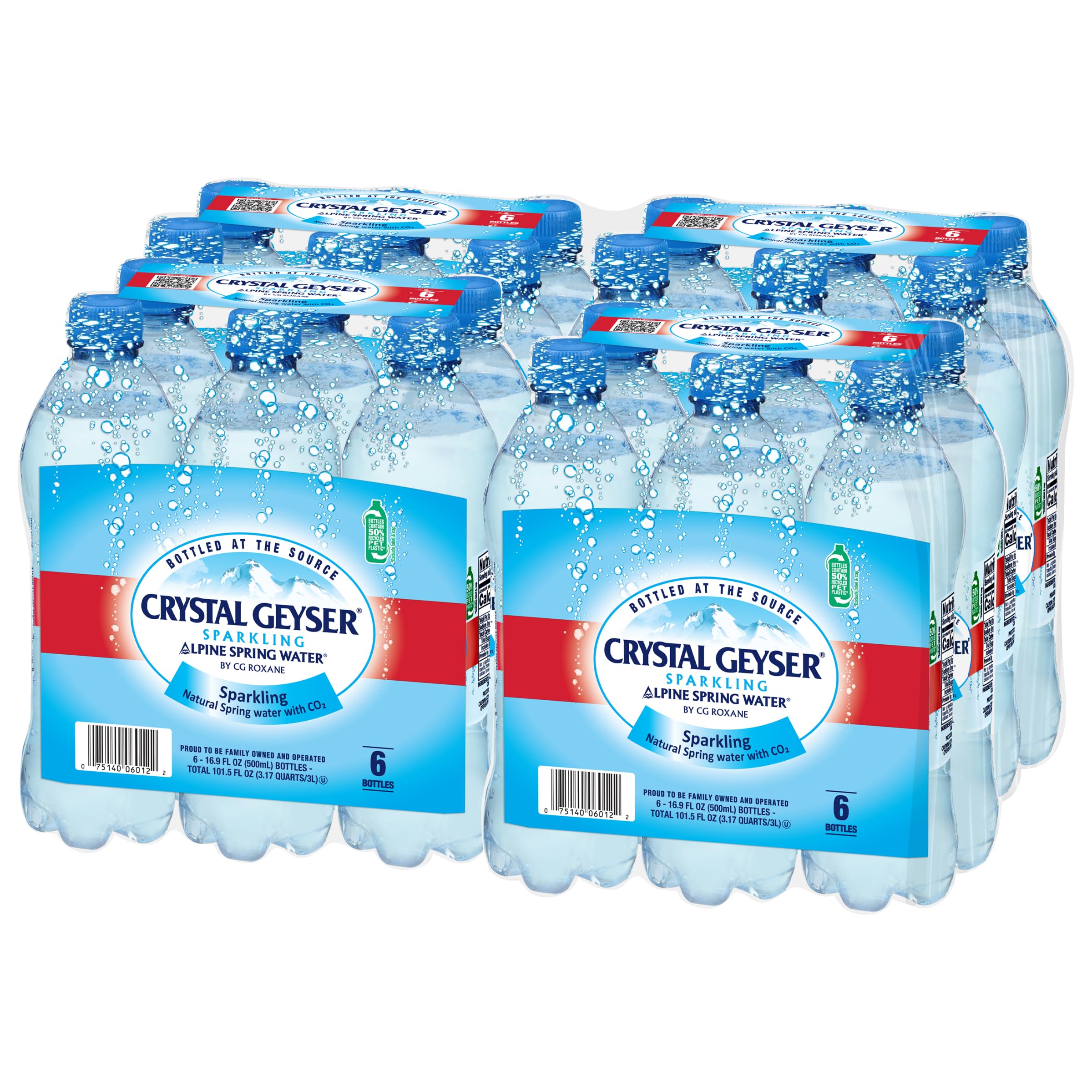 Crystal Geyser Sparkling Alpine Natural Spring Water, 24-Pack, 16.9oz Bottles, Zero Calories and No Sweeteners, Bottled at The Source