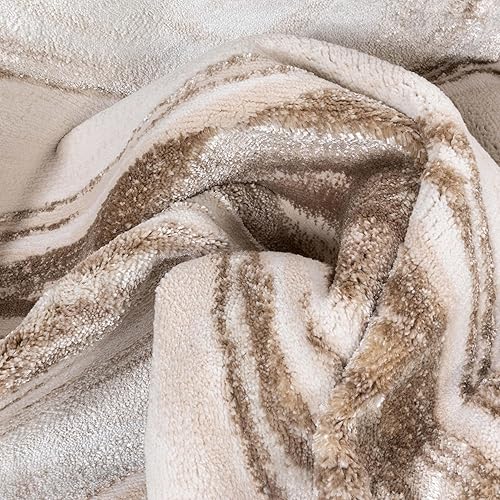 Miniatura 3 de Well Woven Werrick - Alfombra de área con patrón de mármol gris y dorado, 9 pies 3 pulgadas x 12 pies 6 pulgadas