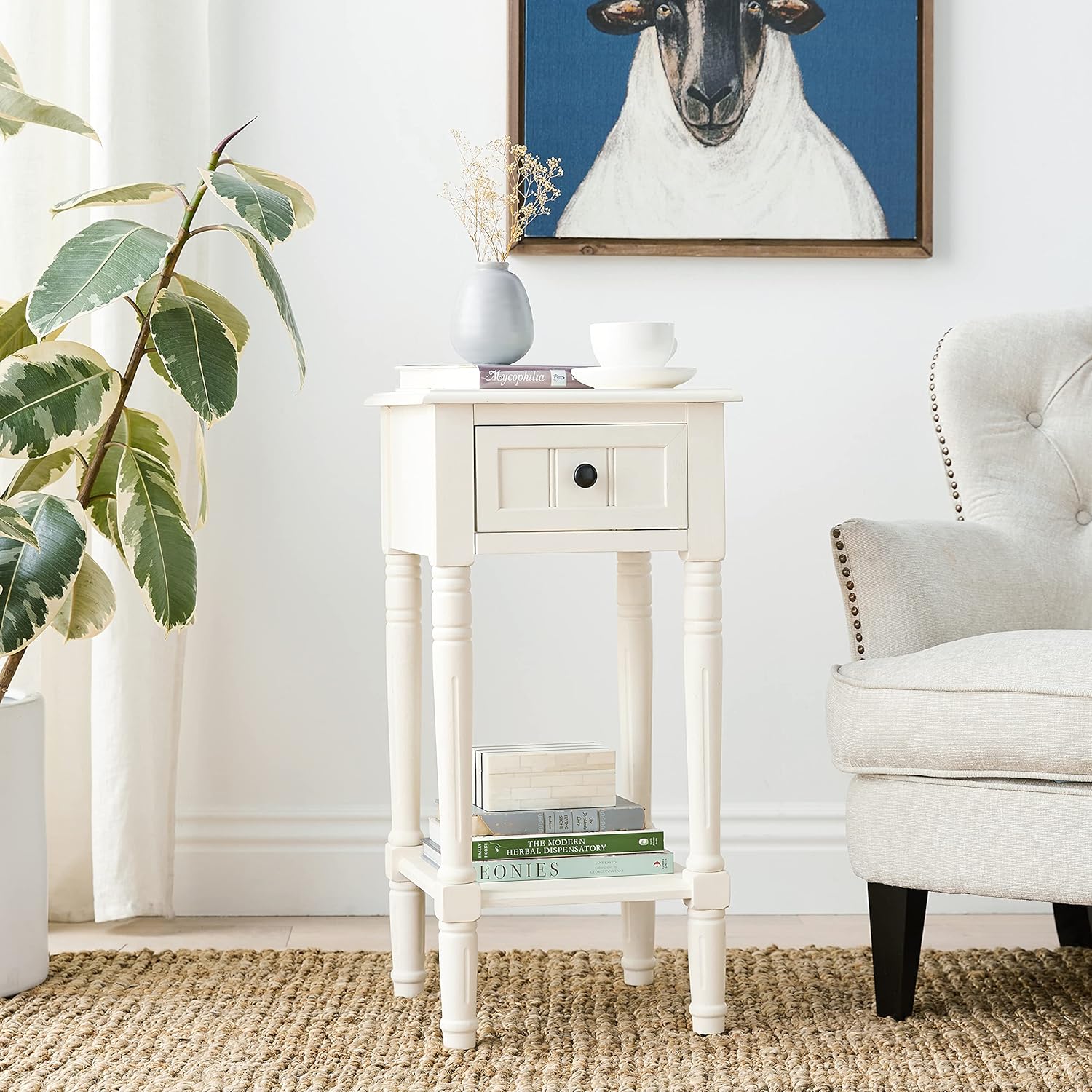 Uр Tо 40% оƒƒ Décor Therapy Simplify Accent Table with Drawer, Antique White