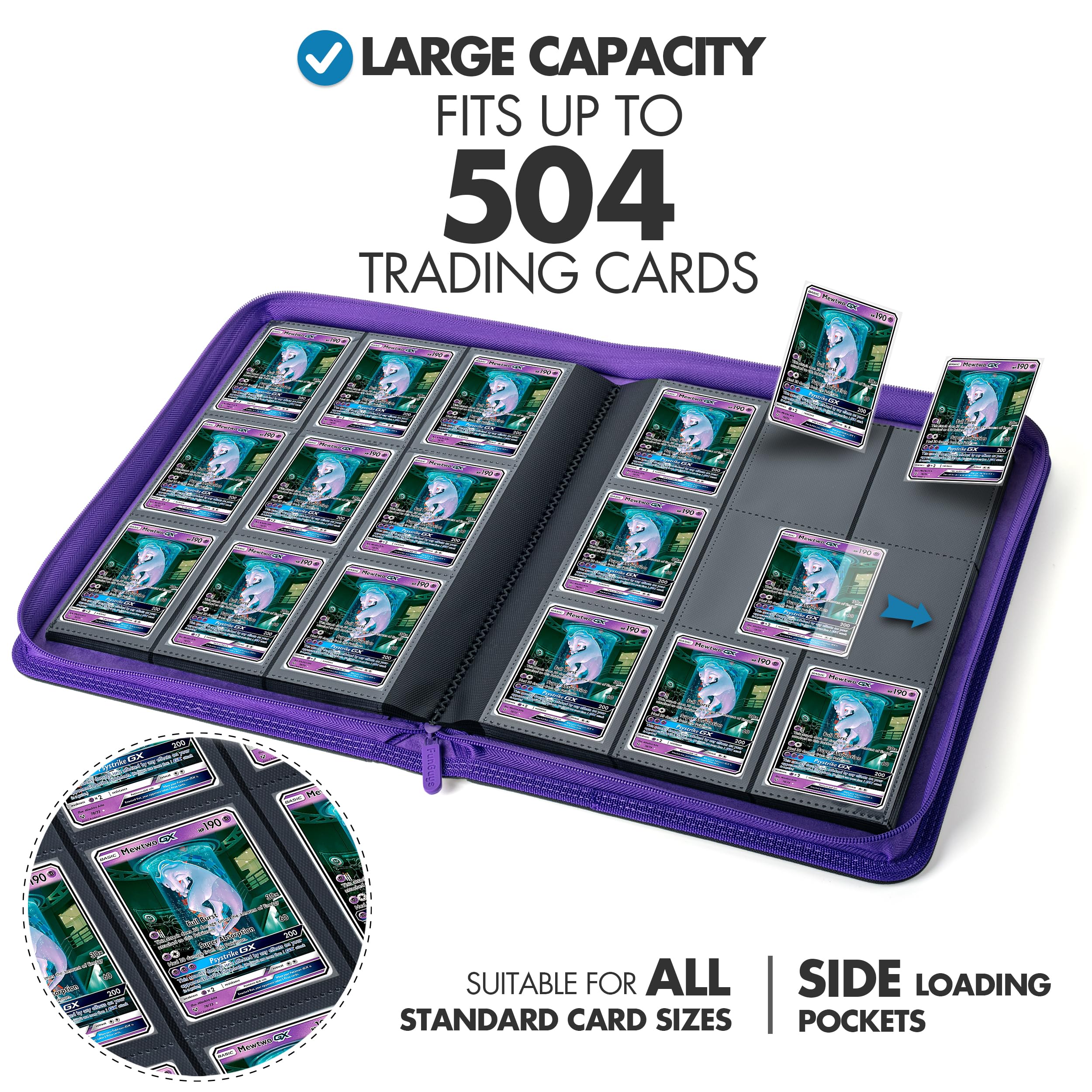 Amazon.com: FunGuys Trading Card Binder for Cards, 9 Pocket, 504 Side  Loading Sports Card Binder, Card Collection Binder for Yugioh, MTG, TCG,  Card Book Holder for Trading Cards : Toys & Games
