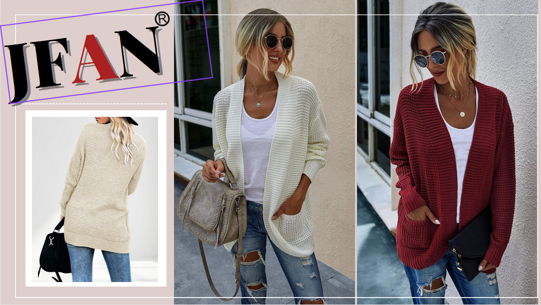 Cardigan Femme JFAN - Tricot Léger à Manches Longues - Col V - Pour Automne/Hiver - Taille S à XL