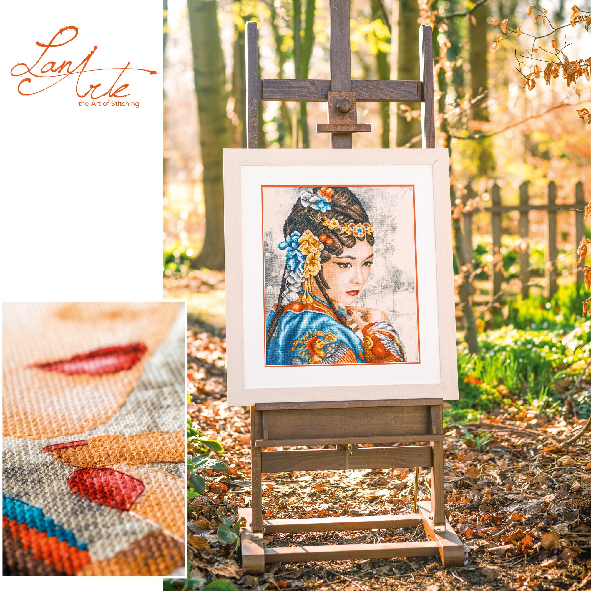 Lanarte Kreuzstich Stickpackungen Gezählter Kreuzstichbilder Set PHOENIX THOUGHTS Wanddekoration Handarbeit Set für Erwachsene 40 x 49 cm DIY Deko Bastelset Handwerker Kreative Geschenkset