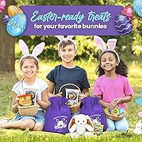Vista 5 de Canastas de Pascua para niños, prefabricadas y llenas para niñas y niños, iluminarán las caras de tus conejitos favoritos