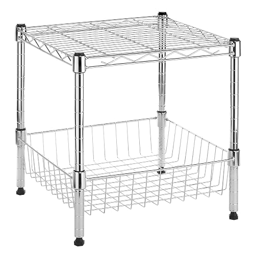 Whitmor 2-Wire Shelving Unit, Metal Storage Shelves, Stacking Shelf with