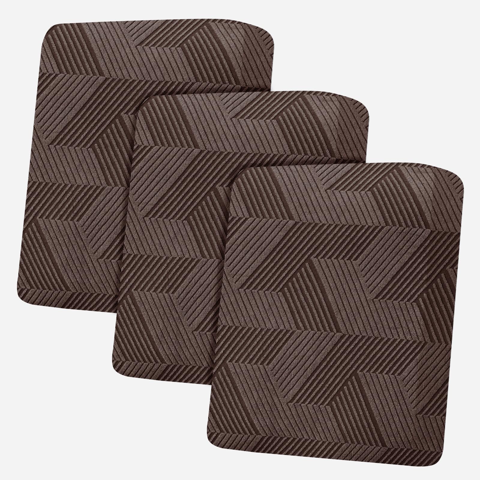 XINEAGE Sofa Seat Cushion Cover, Geometrical Jacquard Couch Cushion Slipcovers Stretch, Replacement for Individual Cushion with Elastic Bottom & Non-Slip Strap (1 Seater*3, Brown)