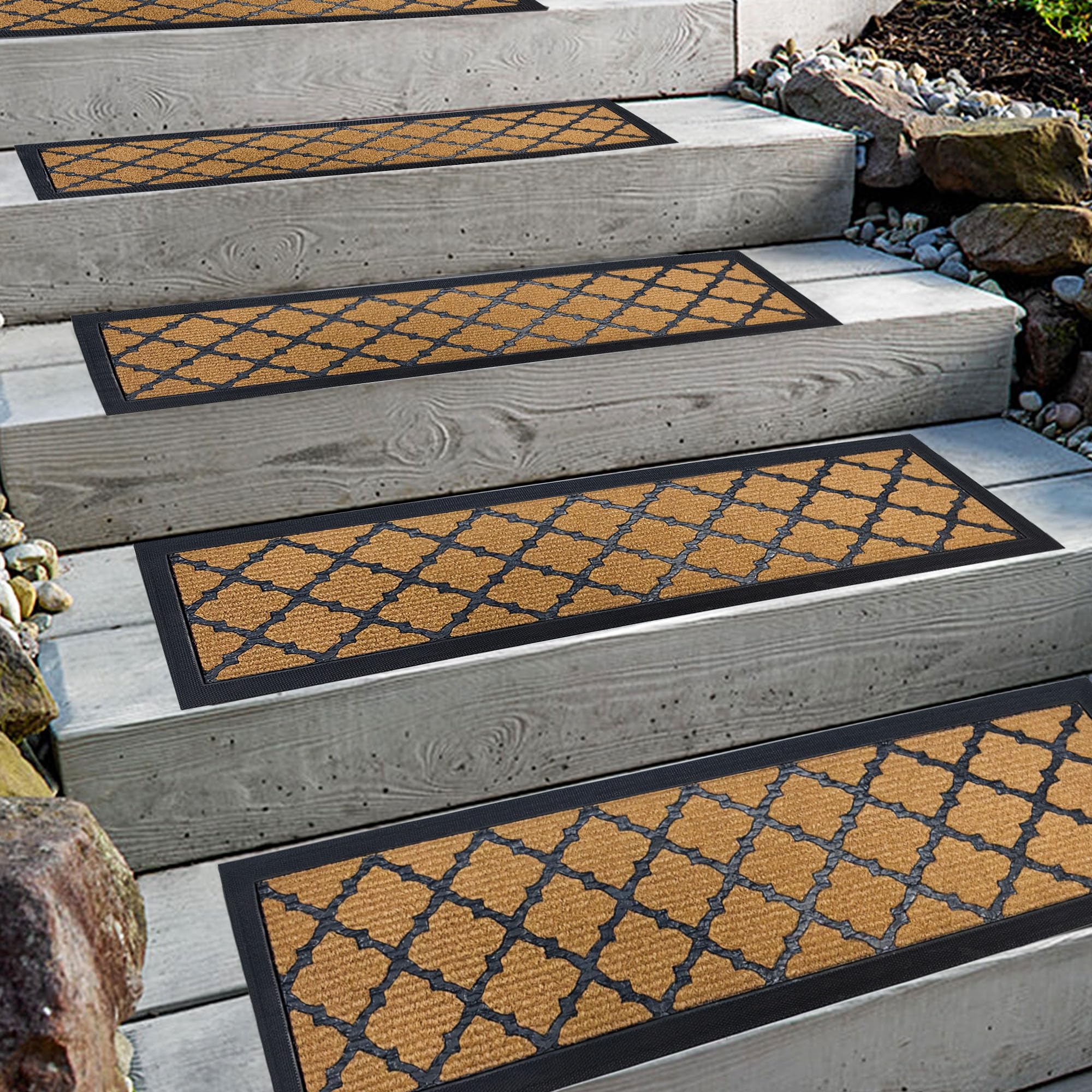 Aucuda 6pcs 8.5" x 30" Coco Coir Stair Treads Non Slip