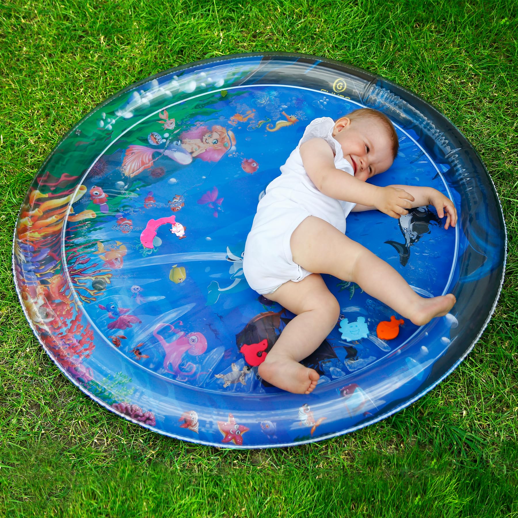 Wassermatte Baby, Wasserspielmatte Baby BPA frei XXL, Bauchlage Spielzeug Baby ab 3, 6 und 9 Monate, Baby Wassermatte (XXL 100 cm)
