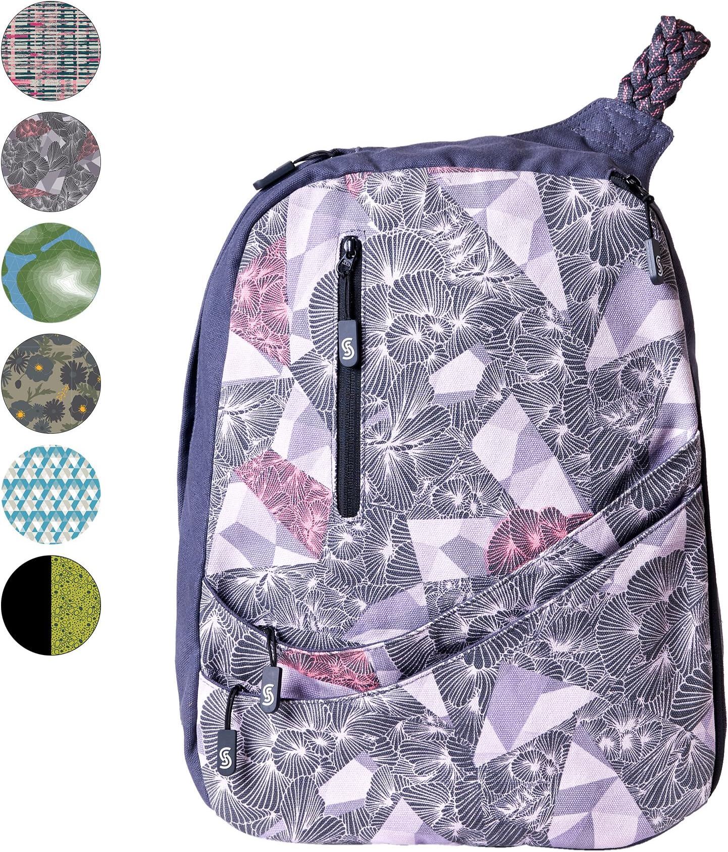 Slope Sling Backpack for Women Juniors Crossbody Bag with 15 inch Laptop Pocket One Shoulder Strap Daypack - Tri-Floral