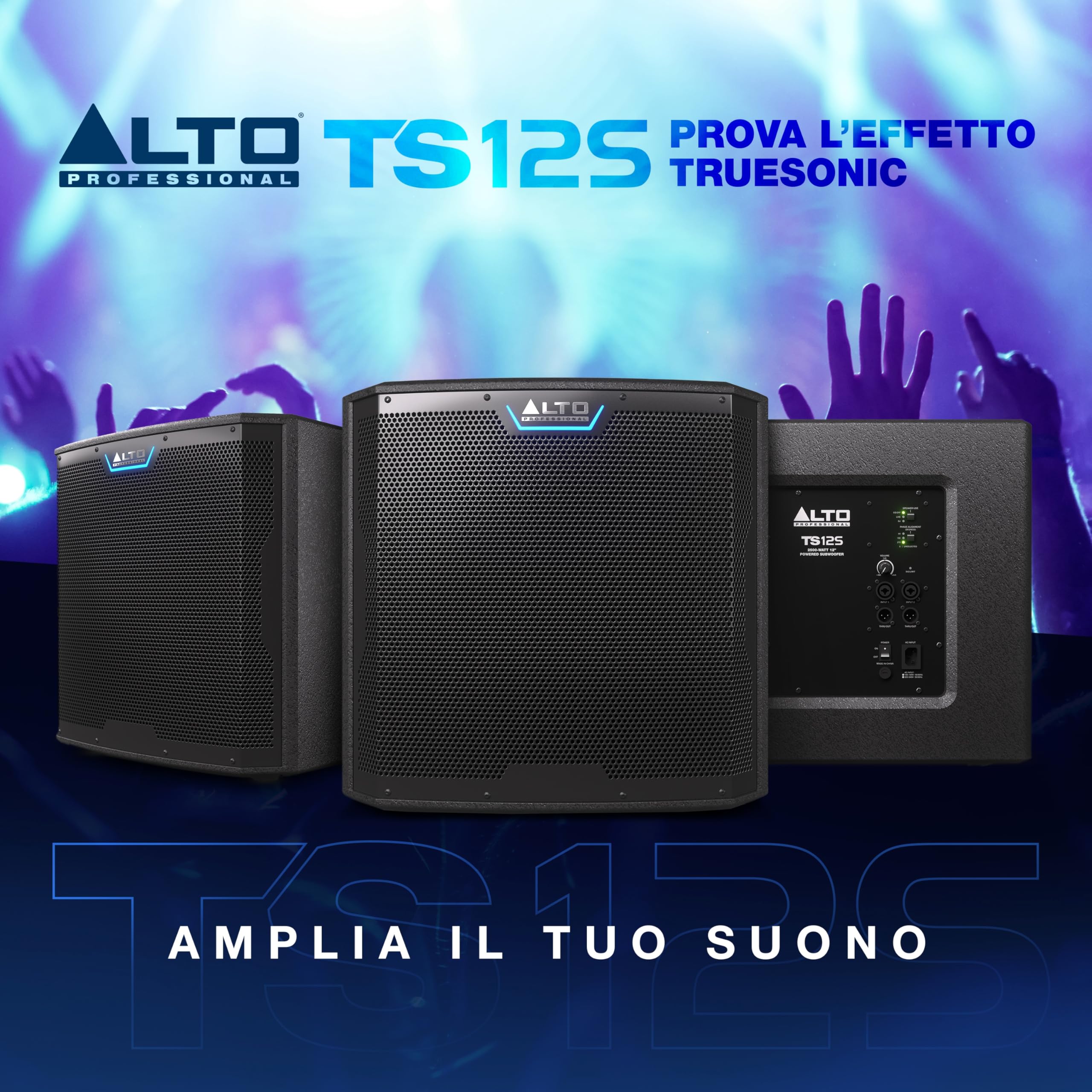 ALTO TS12S Subwoofer da 12" e 2500W, Sistema PA Con 6 Modalità DSP Selezionabili, Easy Setup, 130dB, Bobina da 3", Bassi Superiori | 6 Modalita DSP Selezionabili, Installazione Facile, Uscita 130 dB e Bobina 3" per Bassi di Qualita
