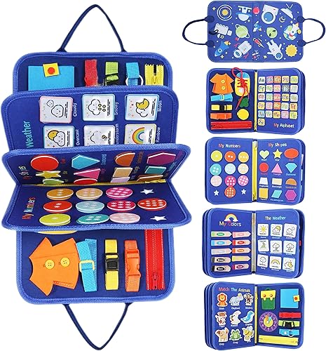 LHWHJZ Tablero de actividades, libro de actividades para niños pequeños de 1 a 3 años, juguetes sensoriales para niños pequeños de 1, 2, 3, 4 años,