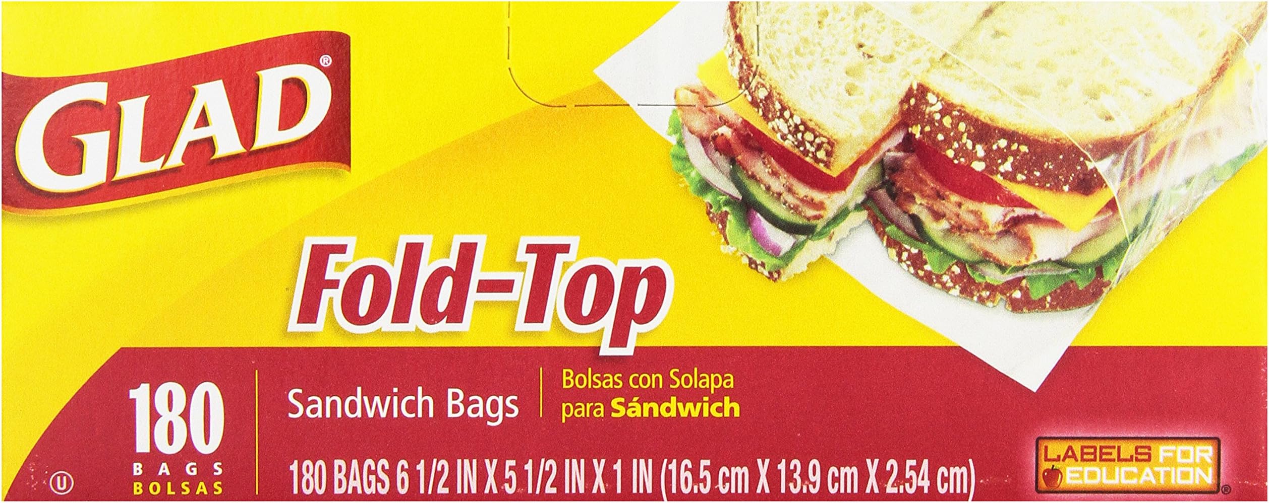 Glad Sandwich Bags, Fold Top, 180 bags Health & Household