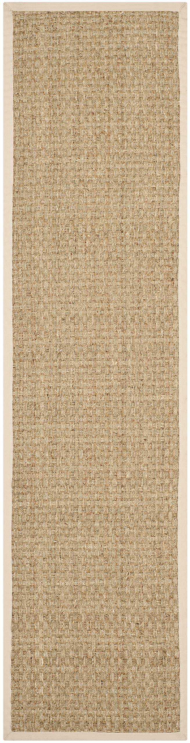 2'6 x 6', Natural and Beige : Safavieh Natural Fiber Collection NF114A Basketweave Natural and Beige Seagrass Runner (2'6" x 6')