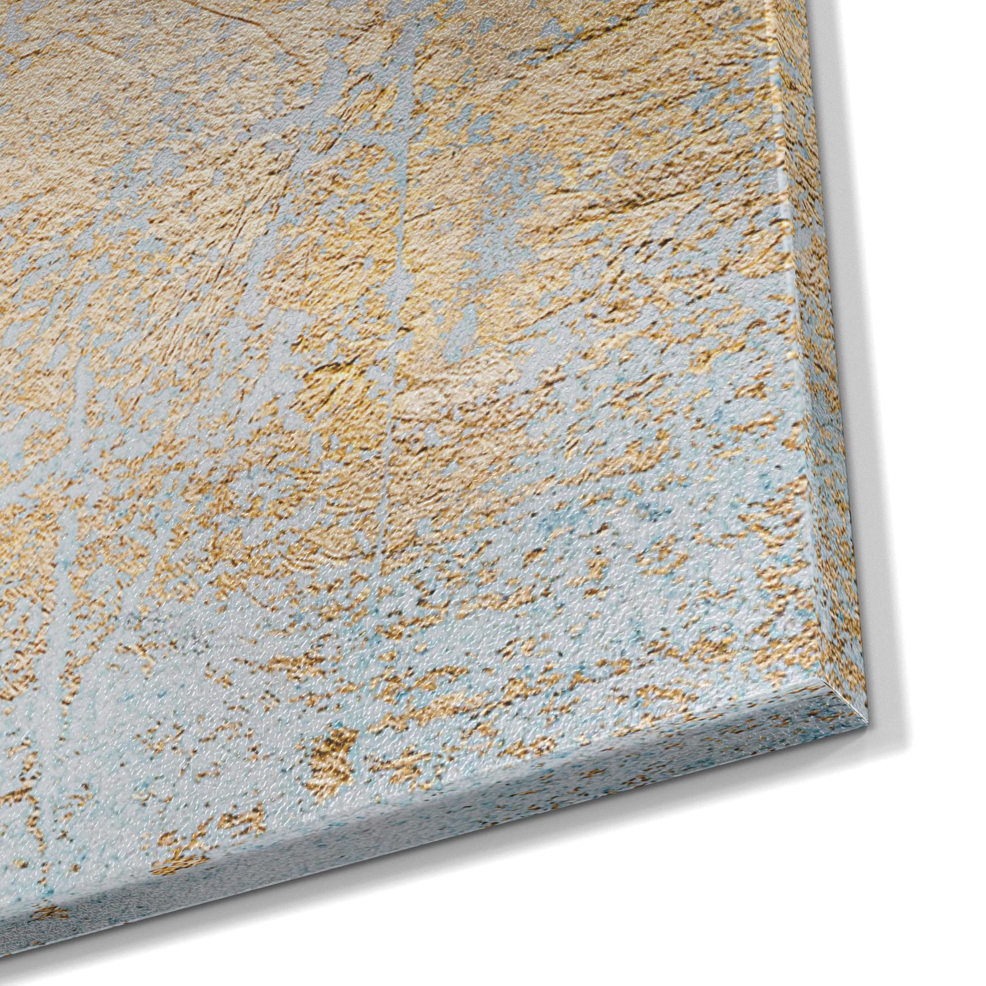 DEQORI Metalowa tablica magnetyczna | wymiary 90 x 60 cm | motyw "ściana ze złotą strukturą" | tablica suchościeralna na wszystkie magnesy | tablica magnetyczna do kuchni i biura | designerska tablica