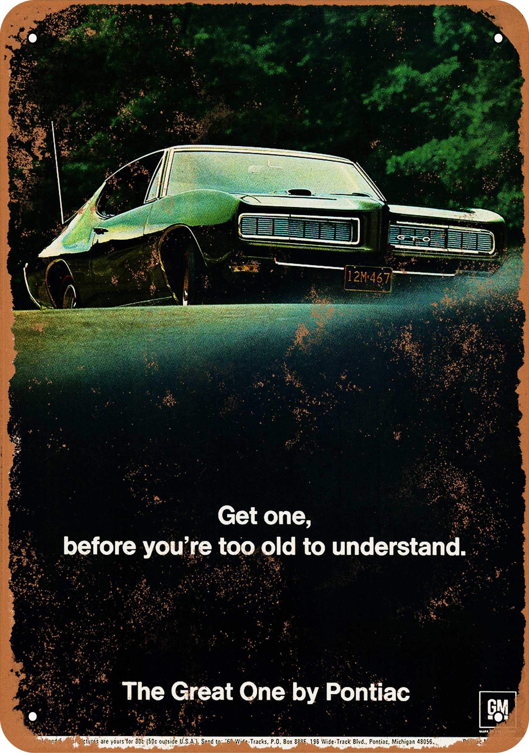 RetroRust 10 x 14 METAL SIGN - 1968 Pontiac GTO - Vintage Rusty Look 2
