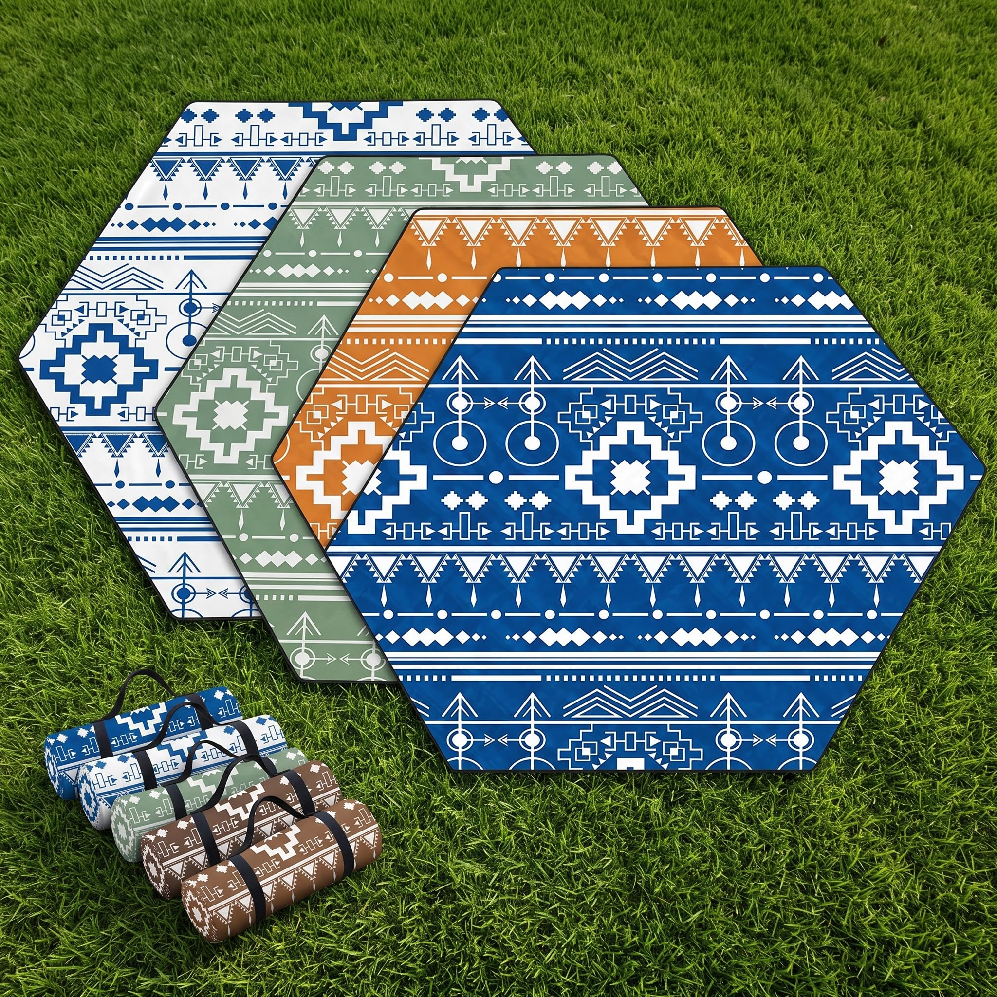 Tapis Pique-Nique Hexagonal, Couverture Pique Nique imperméable et Nappe Sol extérieur pour activités en Plein air