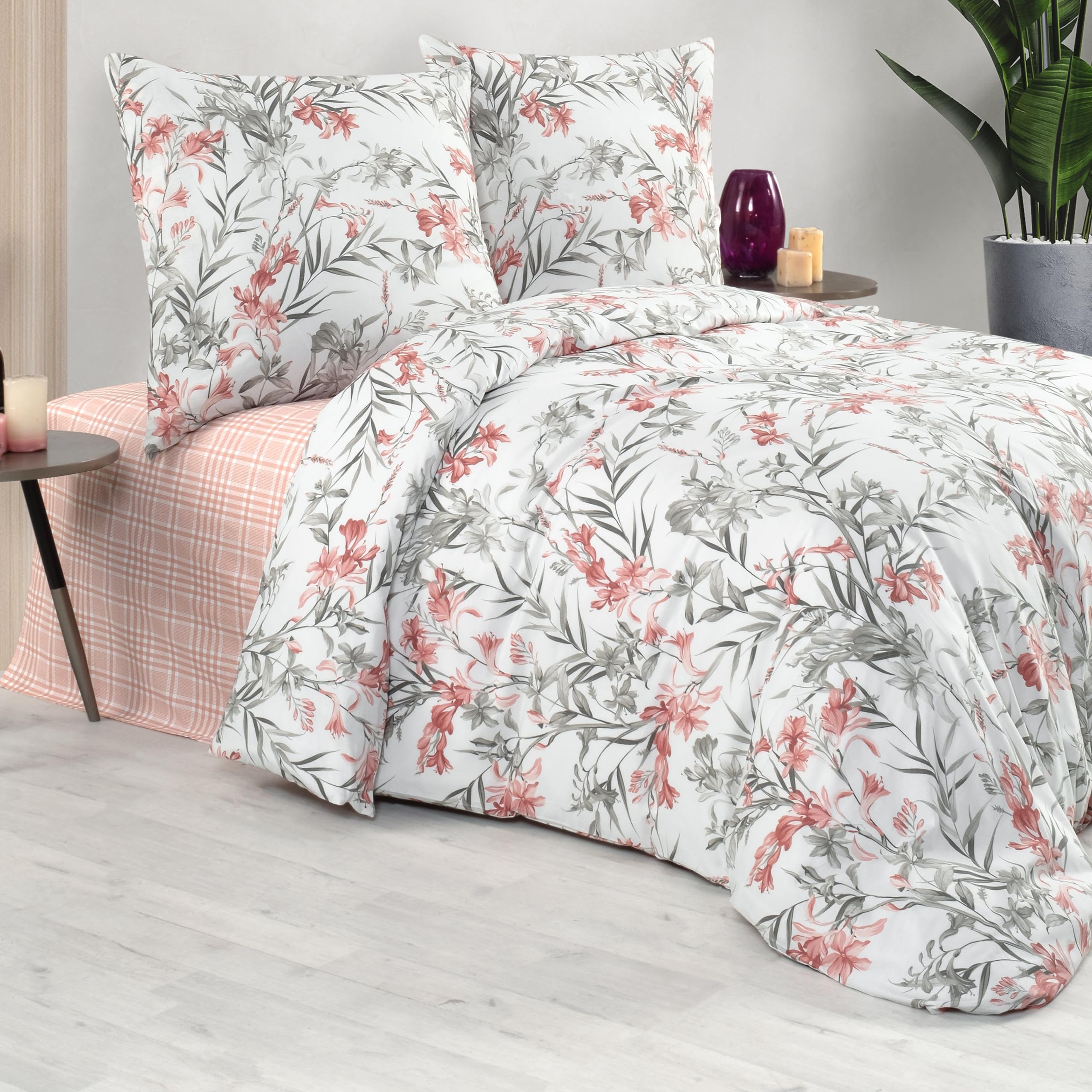 ZIRVEHOME Bettwäsche 155x220 cm. 4 teilig Set, Baumwolle bettbezug, Aprila