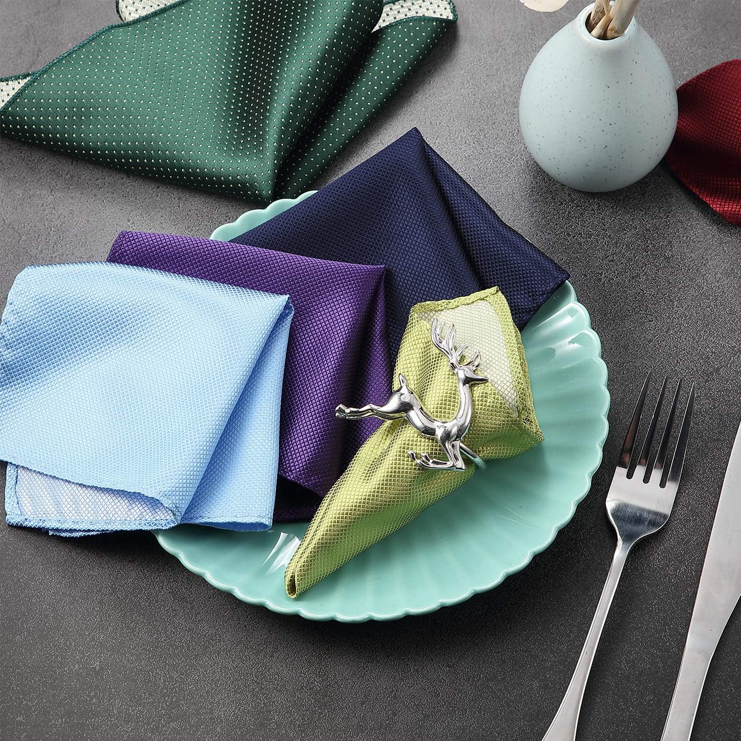 SATINIOR 24 Pieces Pocket Squares for Men Suit Pocket Handkerchief Soft Colored Men Assorted Hankies for Wedding Party