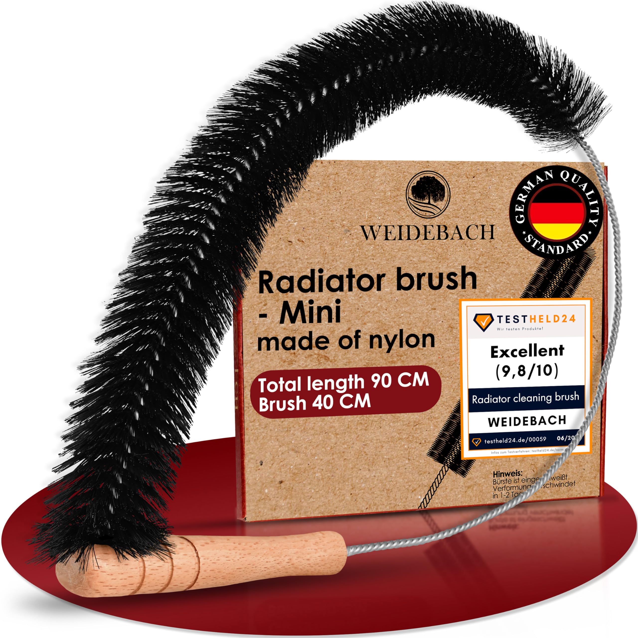 Weidebach® Radiator Bristle 36in / 16in Long, Nylon Bristle, Radiator Cleaning Brush Animal Hair-Free Bristle, Radiator Brush