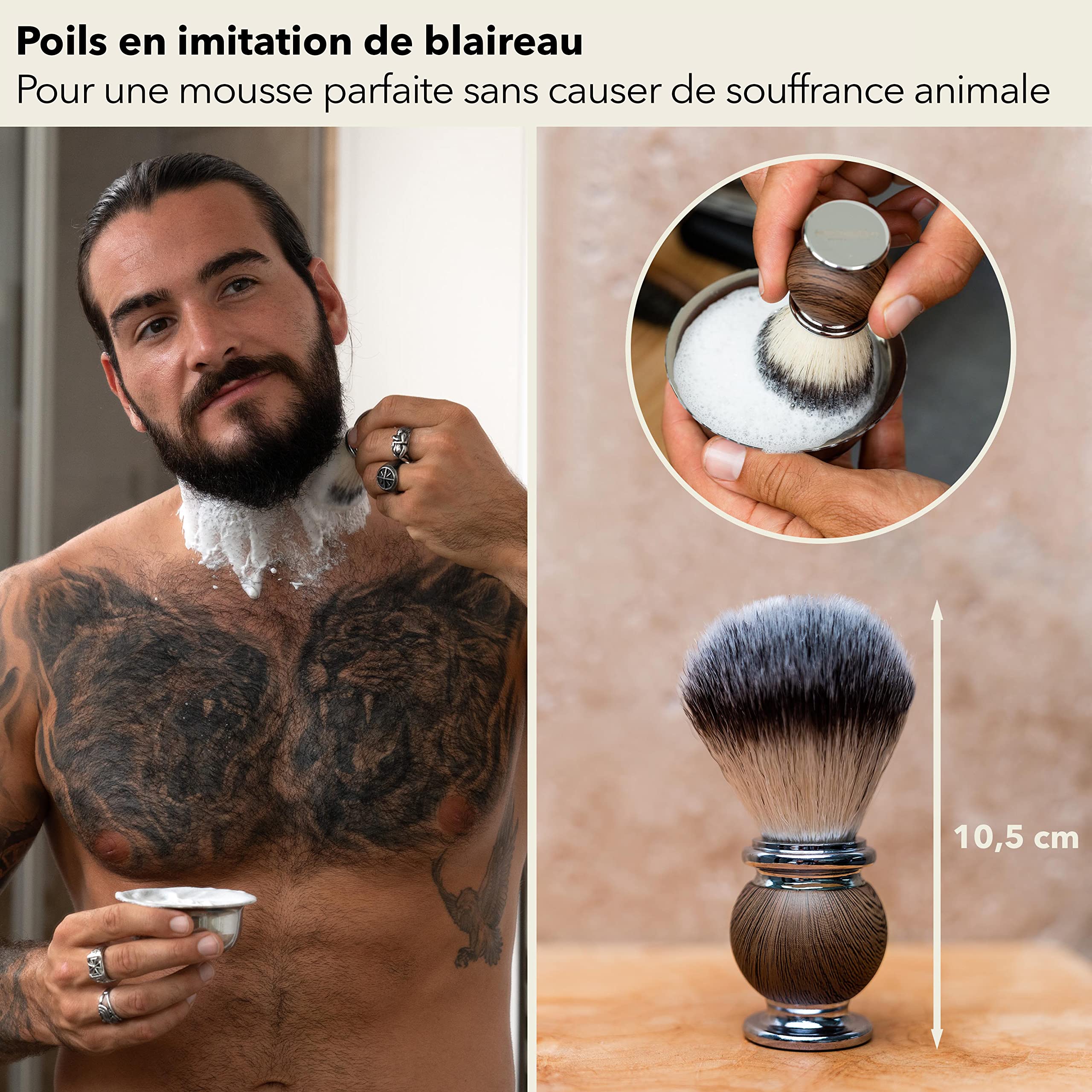 Störtebekker® Blaireau de rasage - Poils de blaireau imitation - Parfait pour un rasage humide confortable