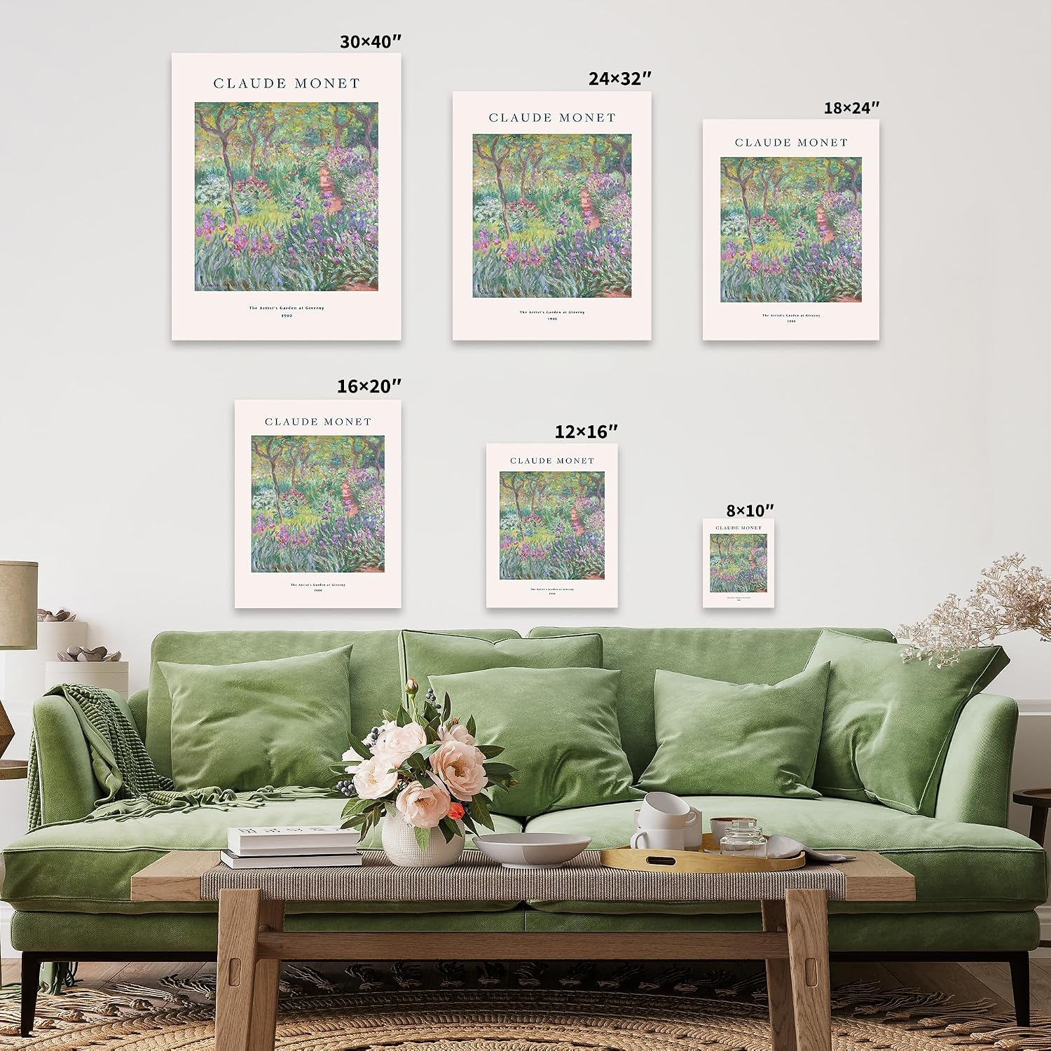 Poster Master Monet Canvas - Watercolor Print - The Artist's Garden At Giverny, Abstract, Colorful, Aesthetic - Gift for Artist, Friend - Wall Decor for Home, Dorm - 8x10 STRETCHED Canvas