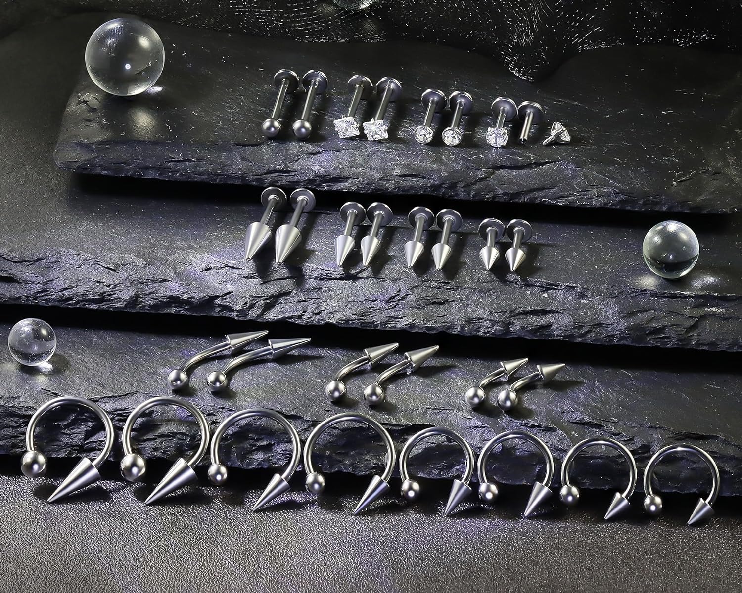 16G Spike Lip Labret Medusa Monroe Snake Bites Piercing Jewelry 316L Surgical Steel Eyebrow Rings Cartilage Helix Tragus Daith Rook Earrings Piercing Jewelry for Womem Men - Image 4