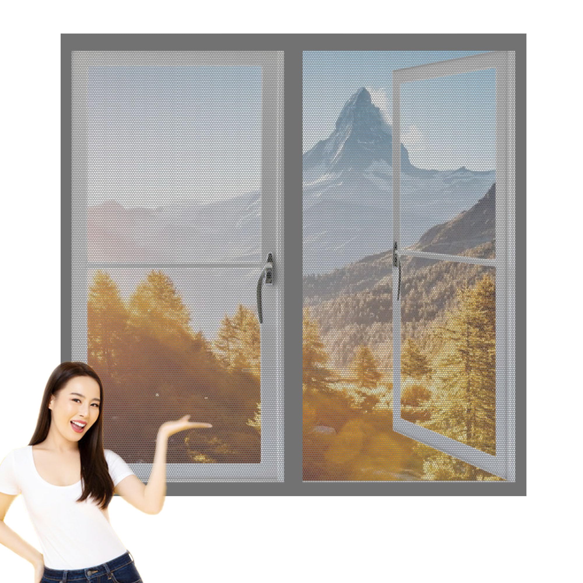 Moustiquaire de fenêtre magnétique haut de gamme grise 175 x 180 cm