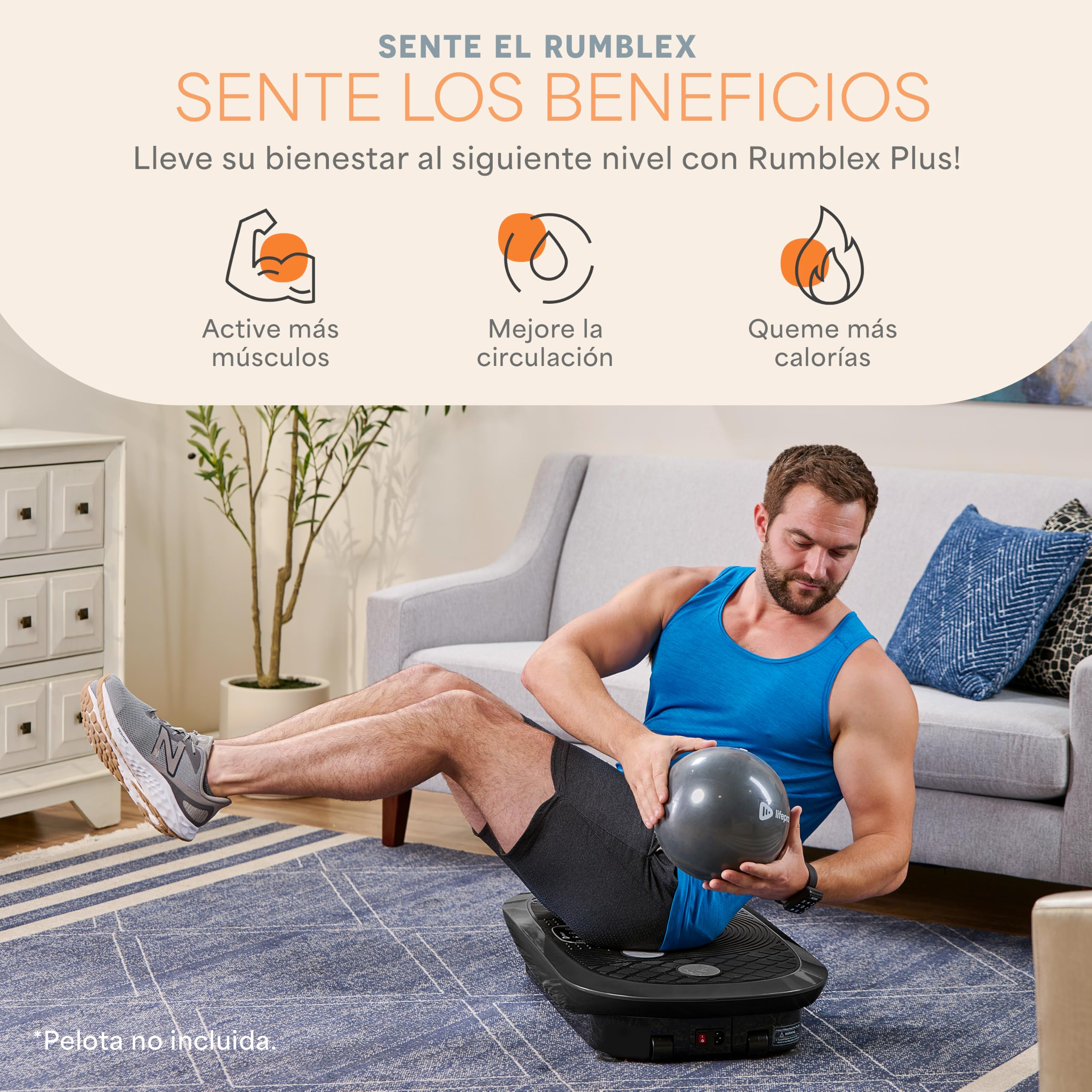 LifePro Plataforma vibratoria Rumblex Plus 4D para Uso doméstico, máquina de vibración Corporal Completa con Mando a Distancia, Pantalla LCD y Bandas de Resistencia