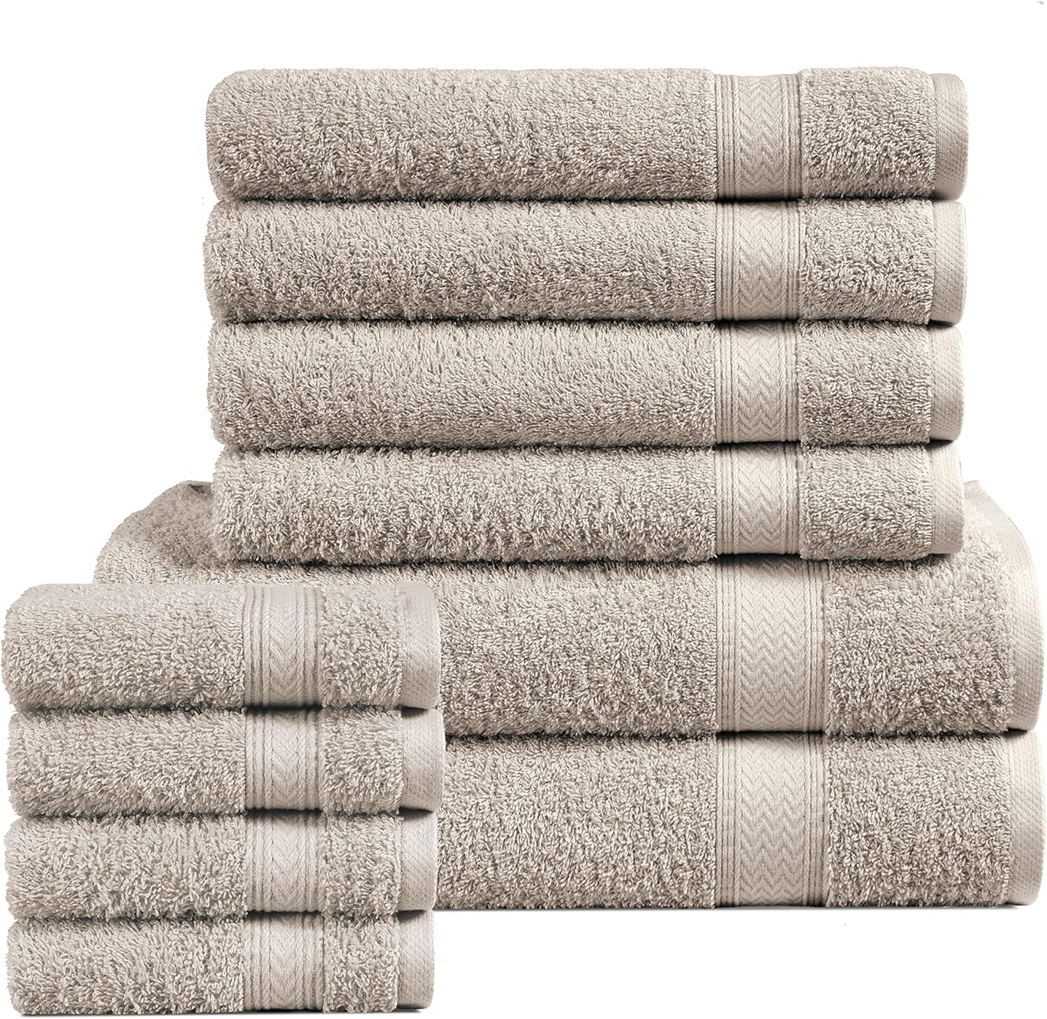 LANE LINEN 10 PC Large Bath Towels Set, 100% Cotton Quick Dry Bath Towels for Bathroom 2PC, 4 Hand Towels and Washcloths Sets, Spa and Gym Towels, Soft Hotel Quality Absorbent Towels – Platinum LANE LINEN 10 PC Large Bath Towels Set, 100% Cotton Quick Dry Bath Towels for Bathroom 2PC, 4 Hand Towels and Washcloths Sets, Spa and Gym Towels, Soft Hotel Quality Absorbent Towels – Platinum