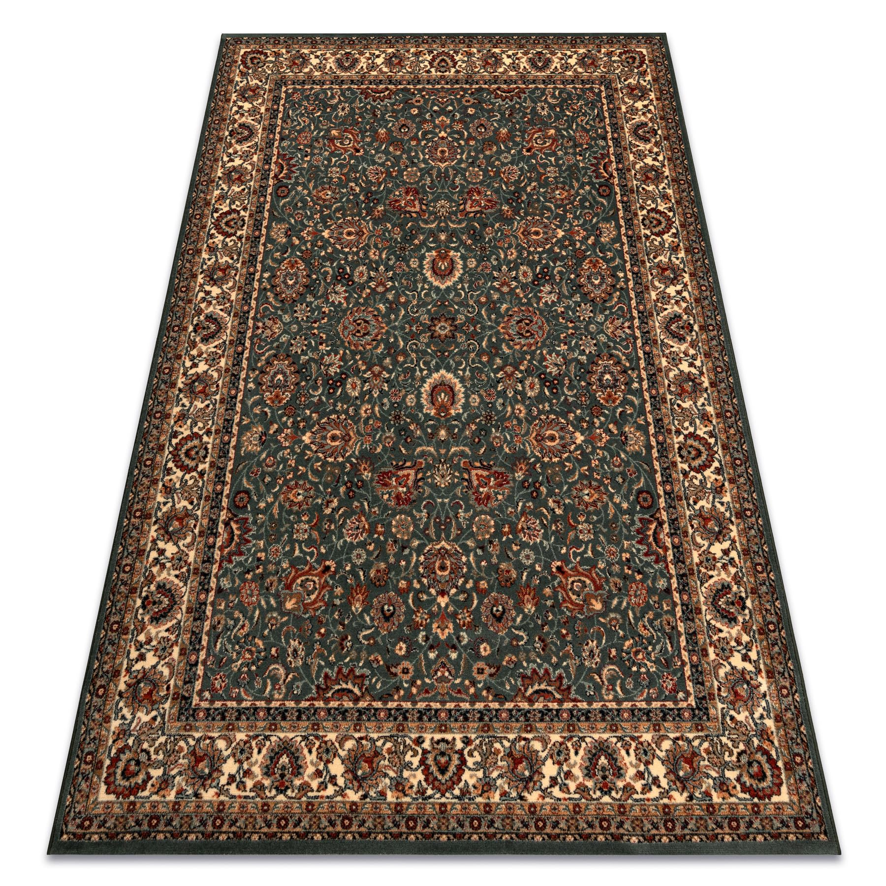 Tapis en laine KASHQAI vert pour réchauffer un salon ou une chambre
