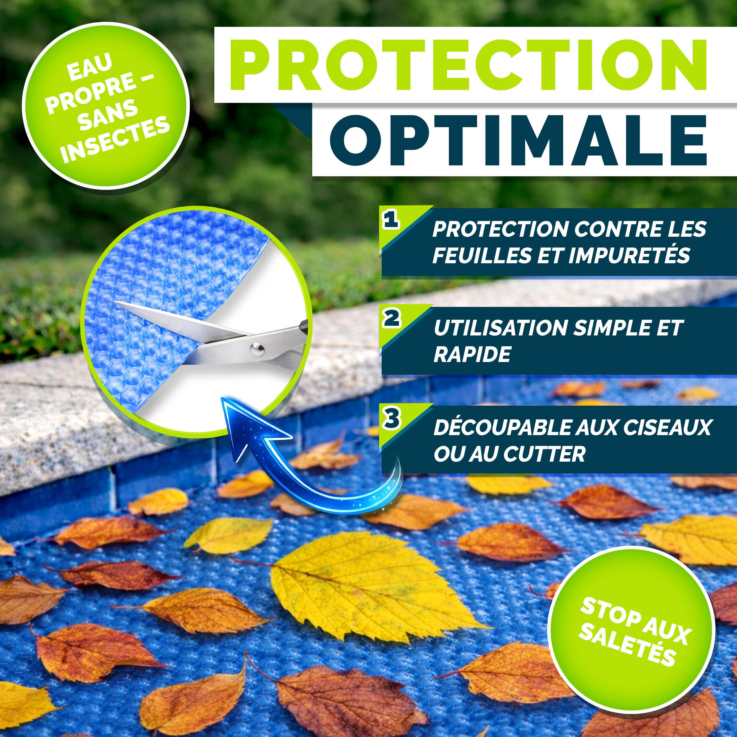 tillvex Bâche à Bulles pour Piscine | Bâche de Protection Solaire de 120 µm d'épaisseur | Découpe individuelle | Chauffage de Piscine pour Eau Chaude (Bleu, 488 cm (Ronde)) | Bâche solaire de piscine pour chauffer l'eau de la piscine - Bâche solaire pour