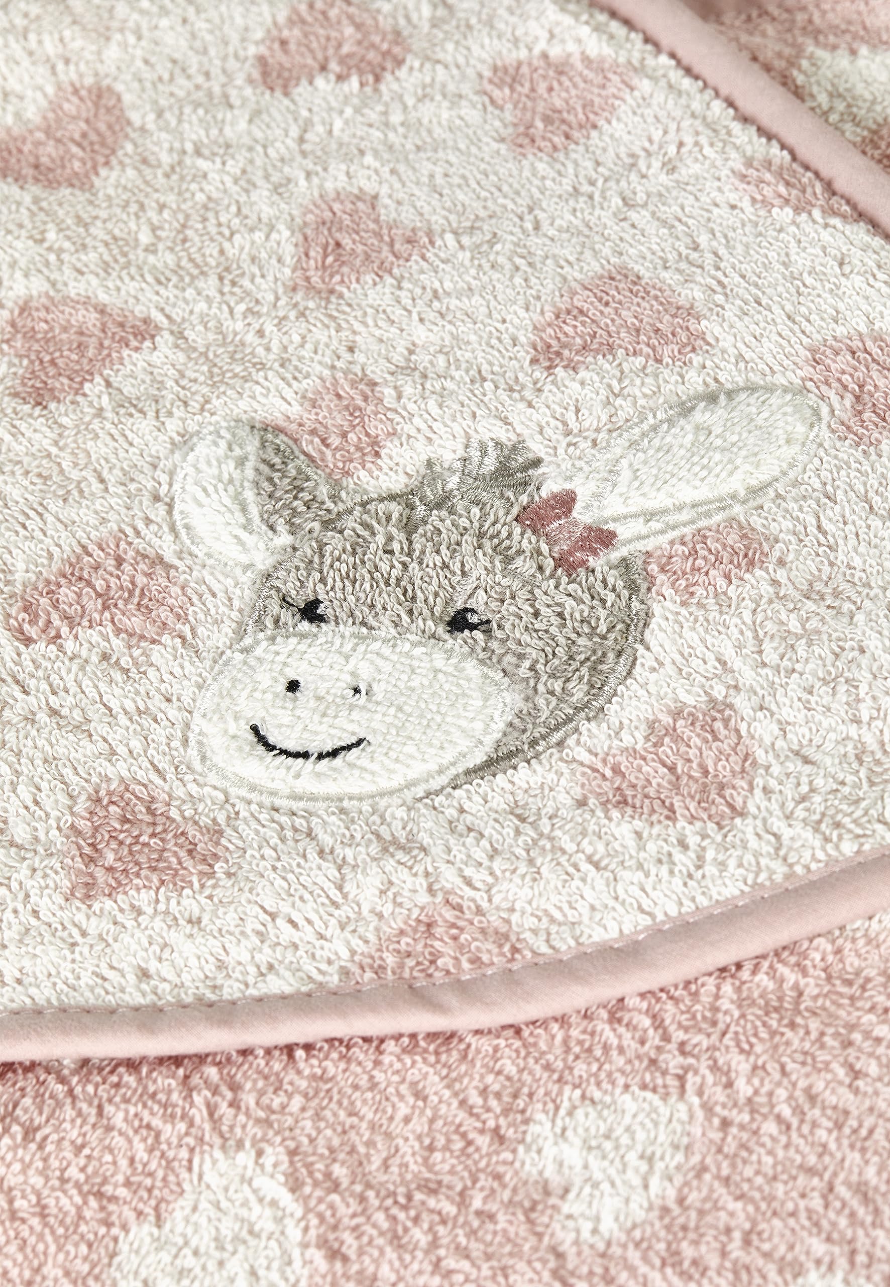 Asciugamano da bagno con cappuccio, 100 x 100 cm, asino Emmi Girl Cuori flora rosa