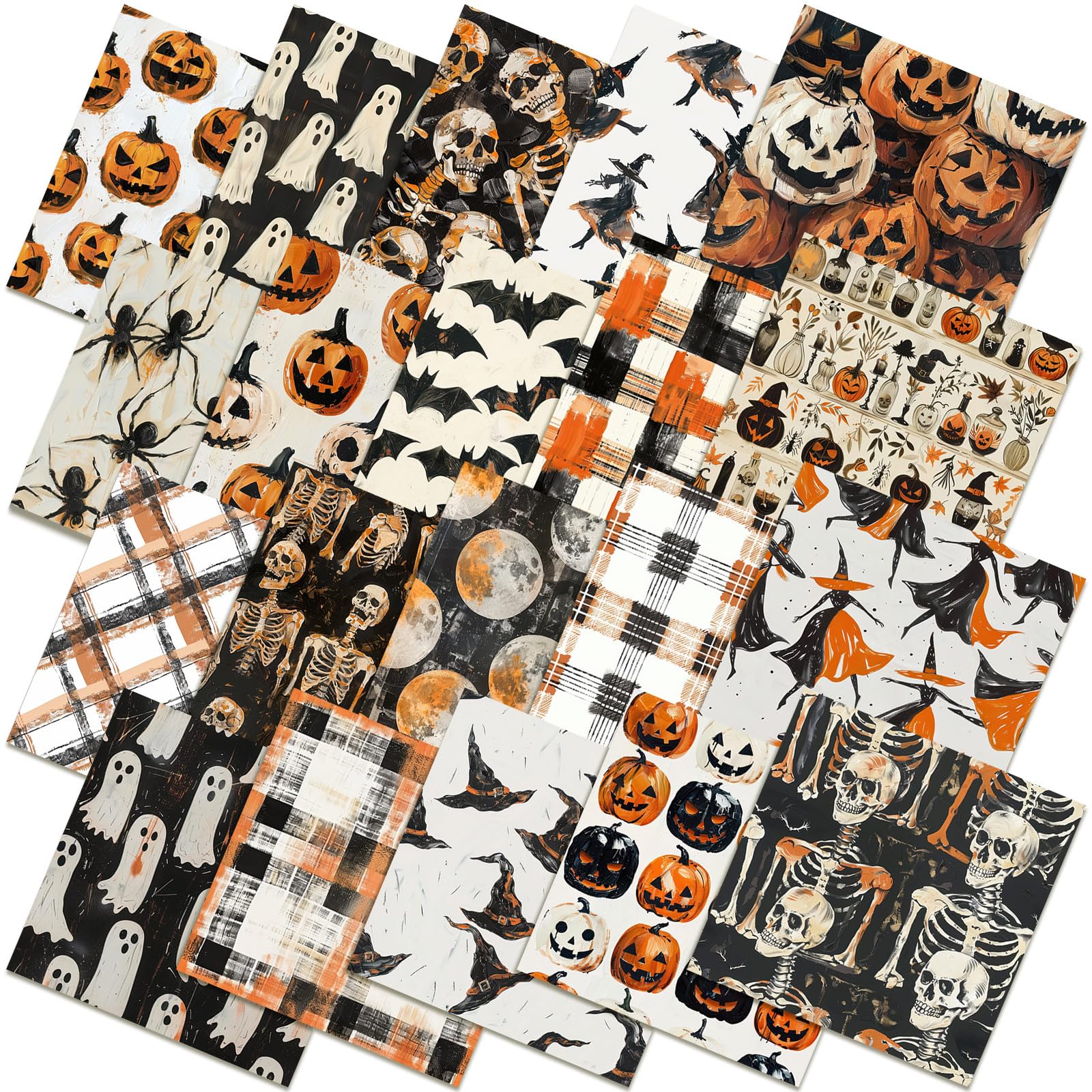 Ganeen 60 Pcs 10 x 10 Inch Watercolor Halloween Quilting Fabric Squares