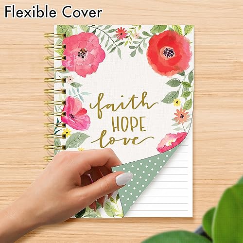 Miniatura 5 de Designer Greetings, Designer Papers - Diario de tapa flexible con banda elástica, diseño floral de acuarela "Faith, Hope, Love", 320 páginas (6 x