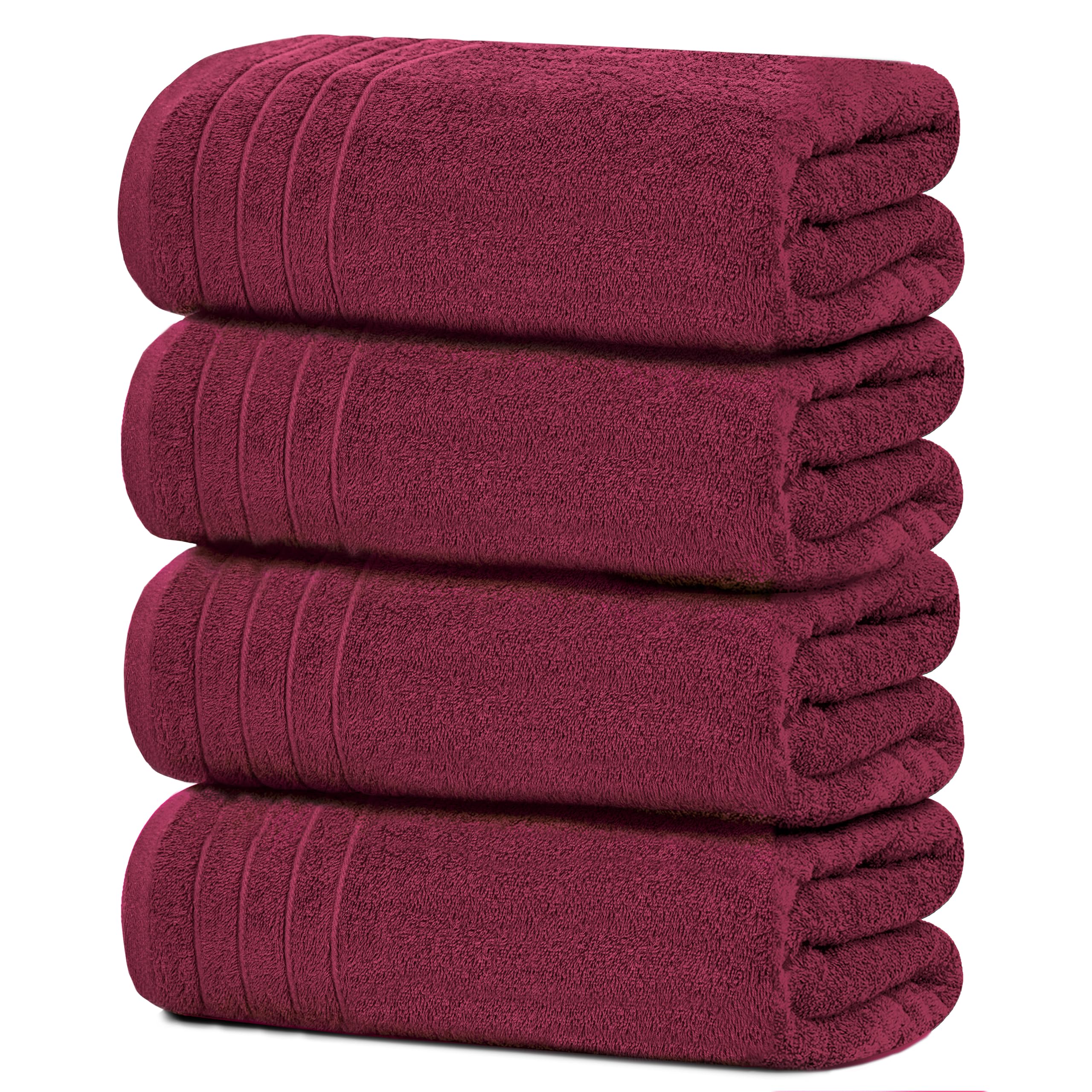 Tens Towels Pack of 4 Extra Large Bath Towels 30 x 60 Inches, 100% Cotton, Larger & Lighter Weight, Quicker to Dry, Super Soft and Absorbent, Perfect